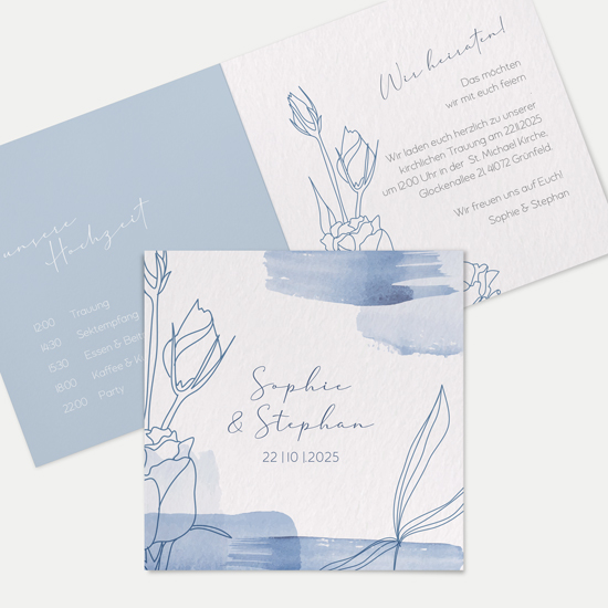 Klappkarte Quadratisch 148 x 148 mm - Aquarell - "midnight petals"