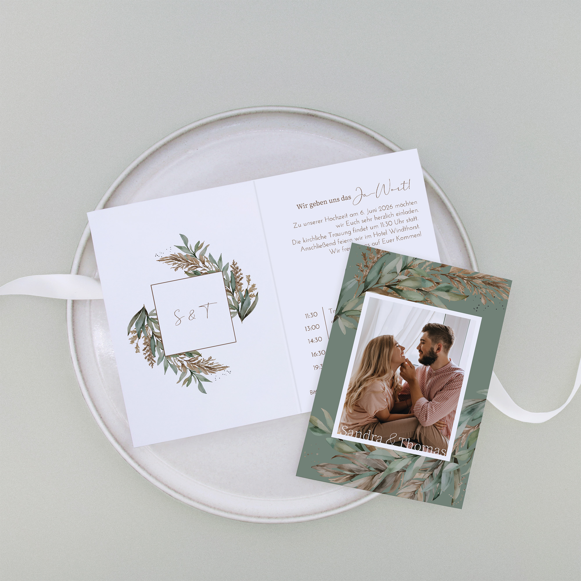 Klappkarte DIN A6 im Hochformat - Boho "Rooted Together"