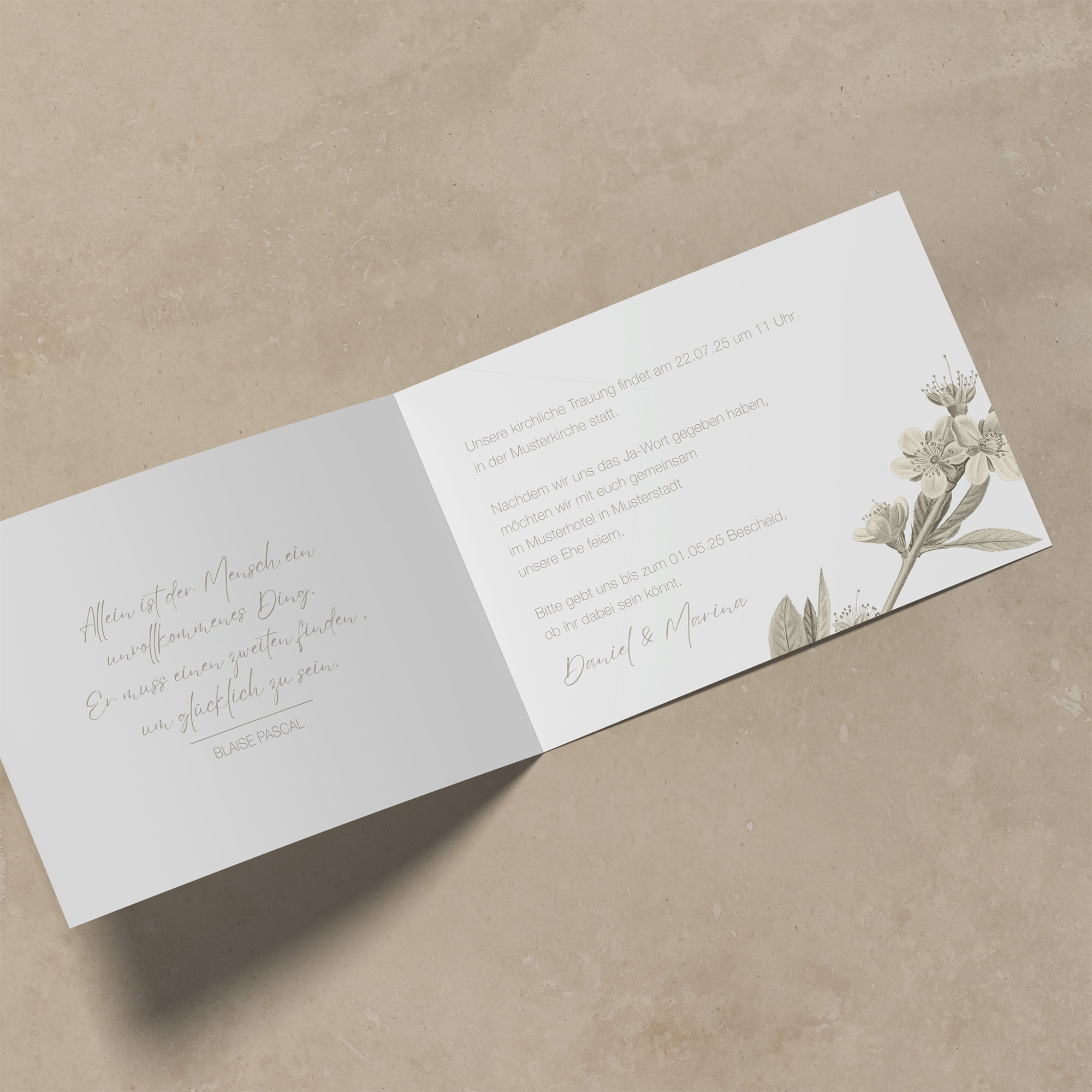 Klappkarte DIN A6 im Querformat - Floral "Classic Flora"