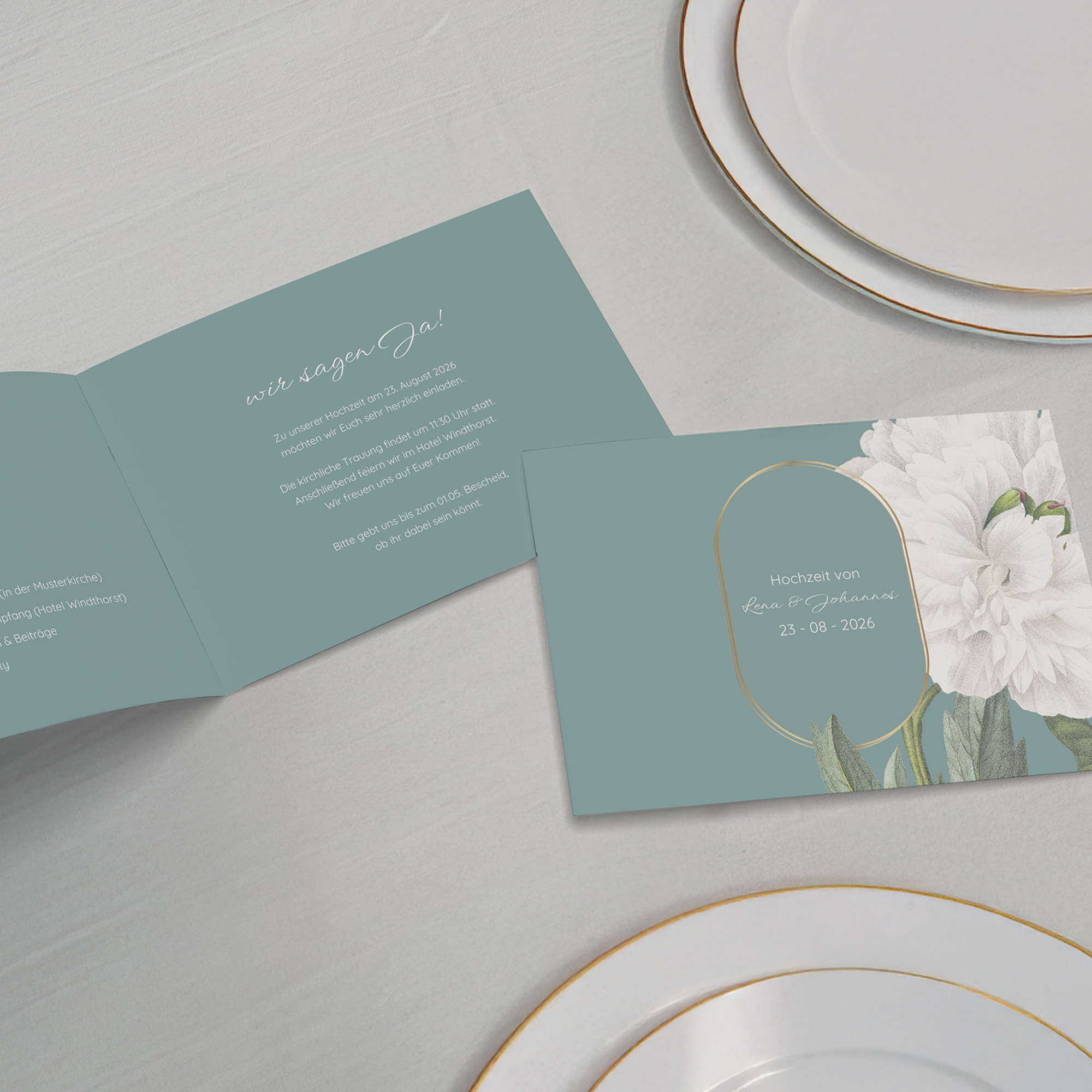 Klappkarte DIN A6 im Querformat - Vintage - "Floral Epoque"