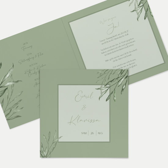 Klappkarte Quadratisch 148 x 148 mm - Greenery "Natural Frame"