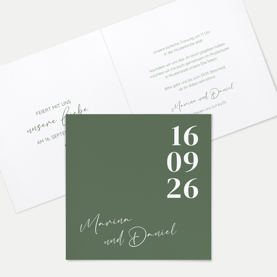 Klappkarte Quadratisch 148 x 148 mm - Minimalistisch "Simply Green"