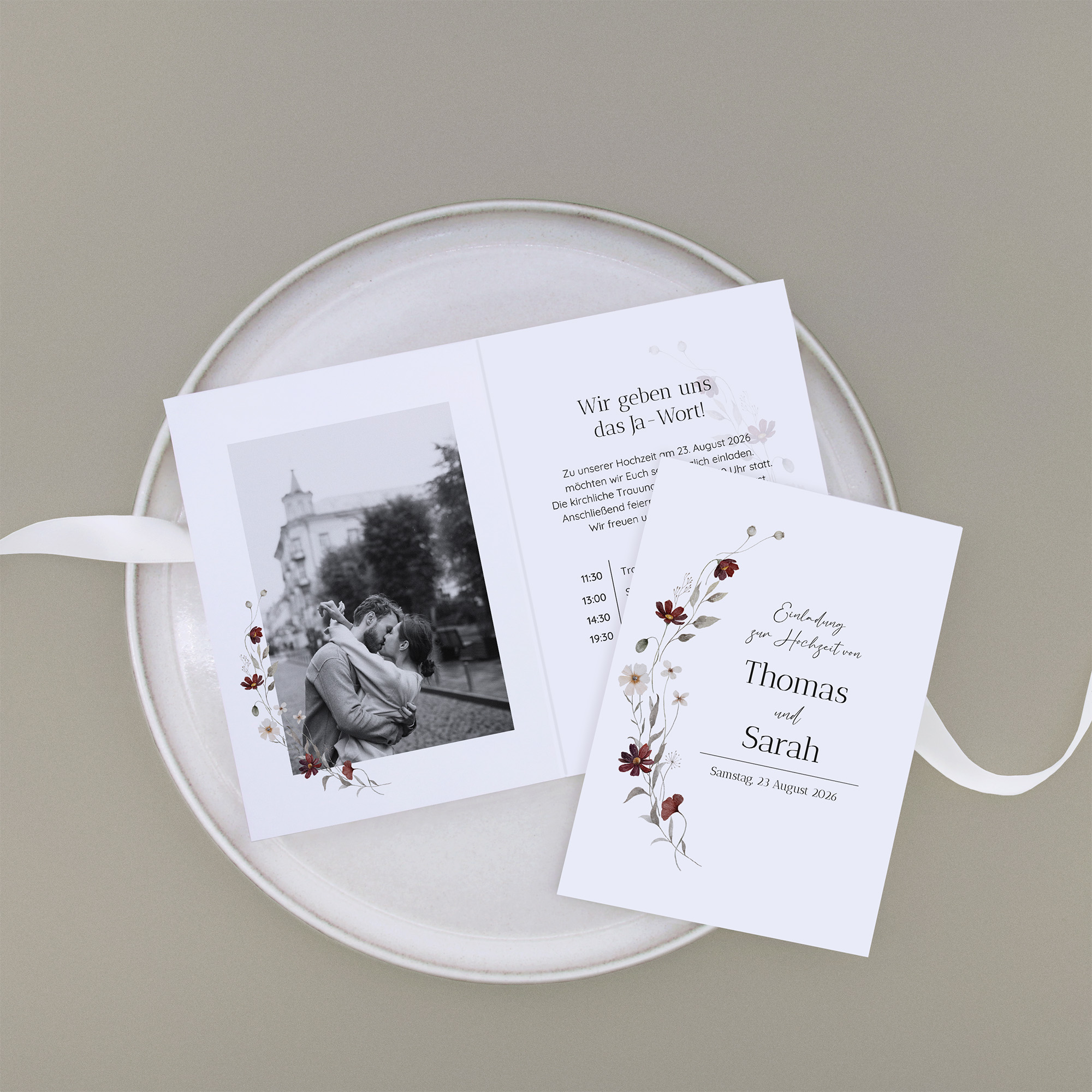 Klappkarte DIN A6 im Hochformat - Vintage - "Wildflower Note"