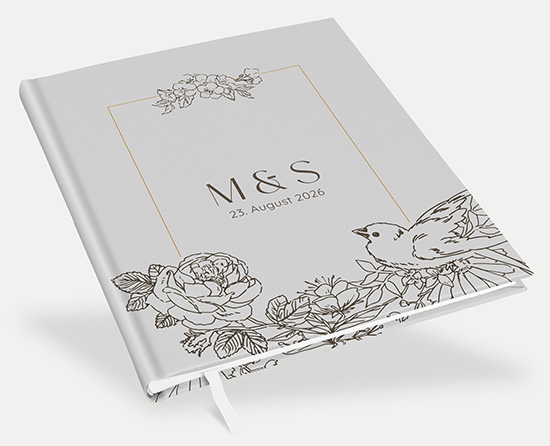 Erinnerungsbuch Hochzeit - Vintage "Petal Bird"
