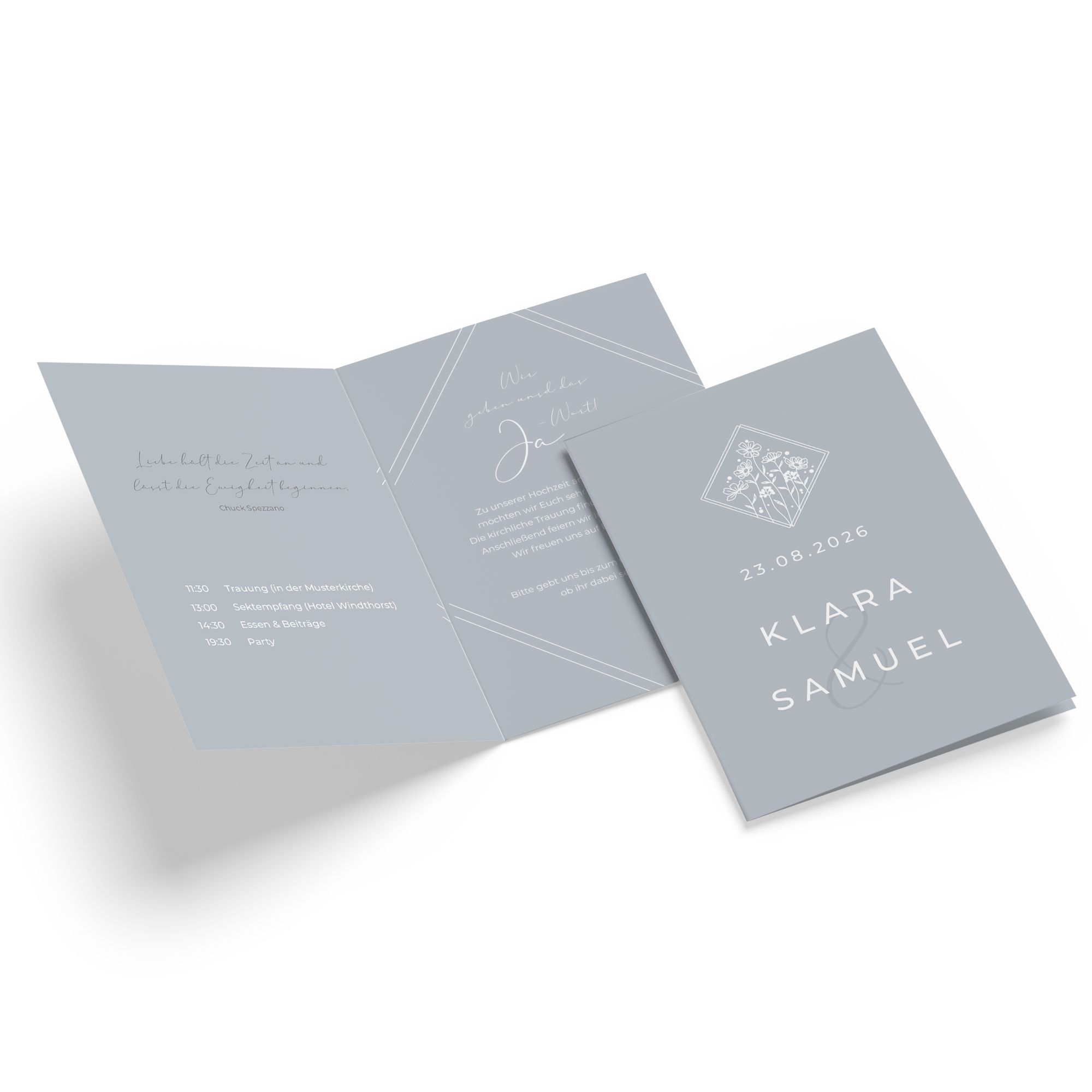 Klappkarte DIN A6 im Hochformat - Vintage - "La Fleur Bleue"