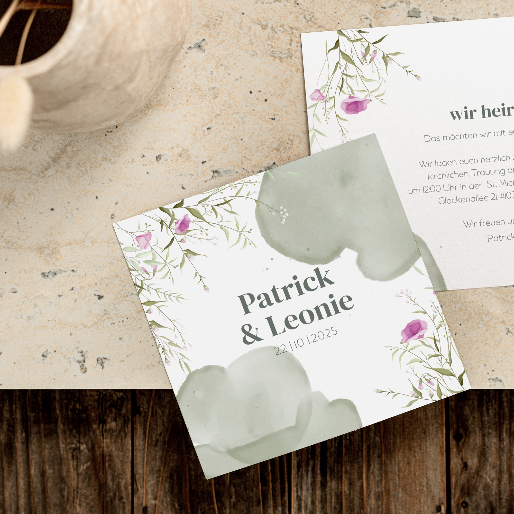 Postkarte Quadrat - Aquarell "Wildflower Garden"