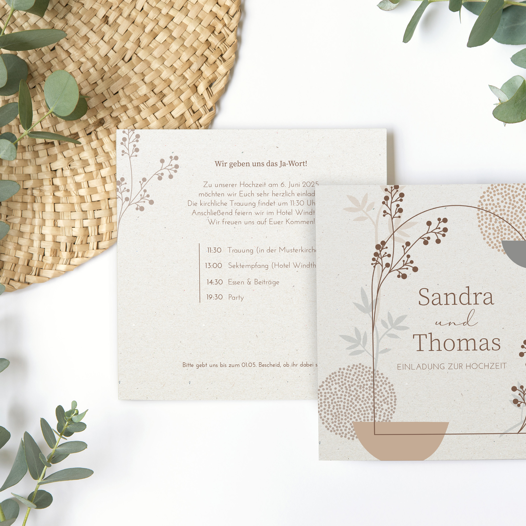 Postkarte Quadrat 148 x 148 mm - Boho "Stone Bloom"