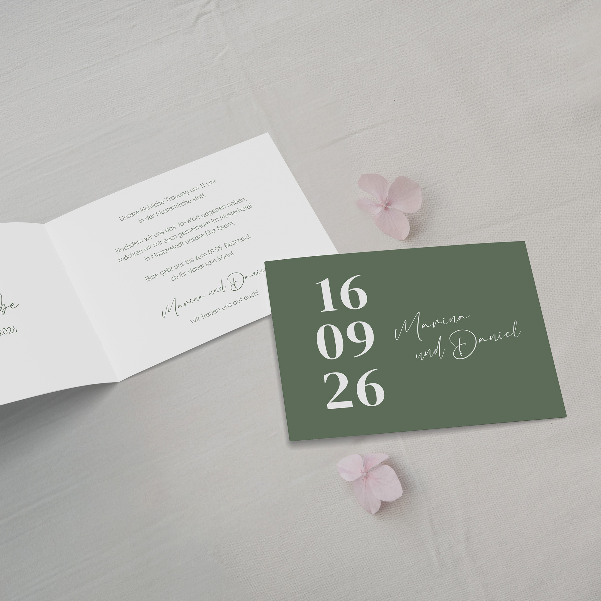 Klappkarte DIN A6 im Querformat - Minimalistisch "Simply Green"