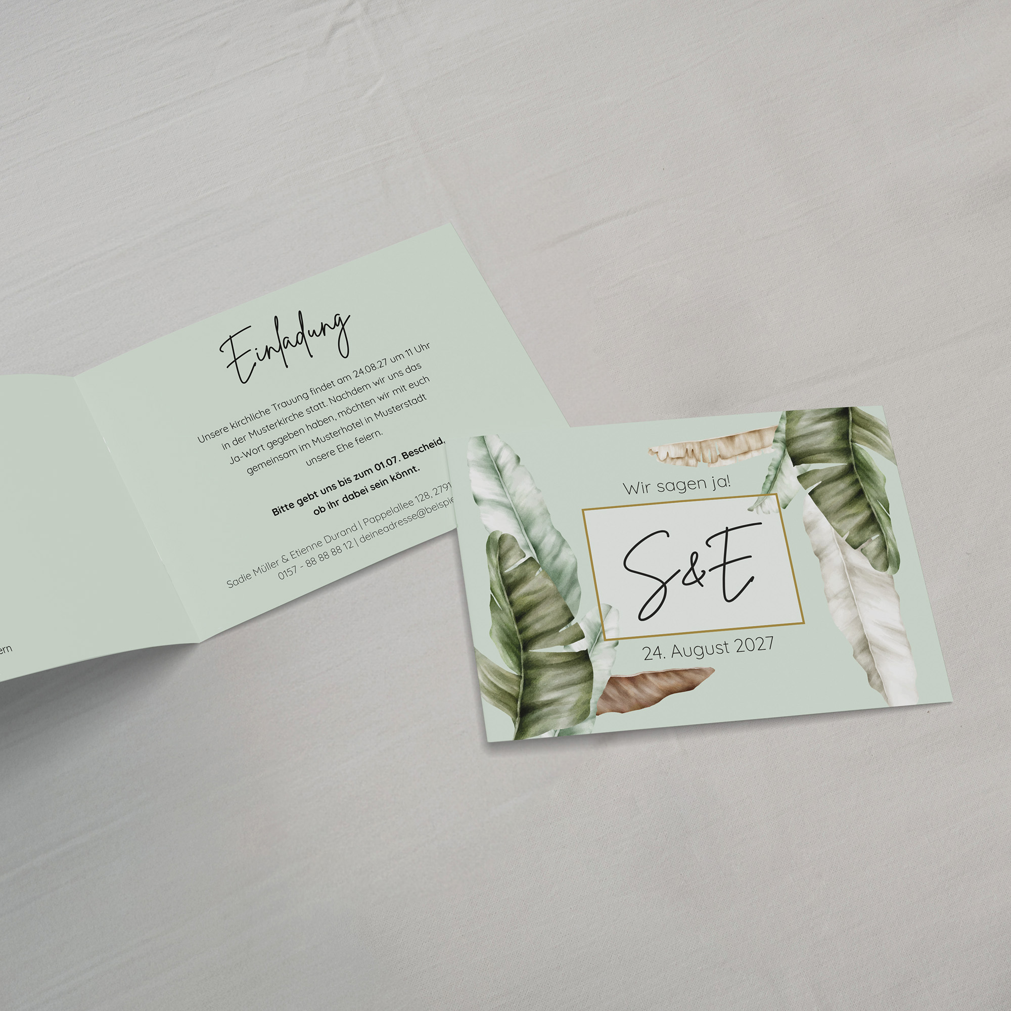 Klappkarte DIN A6 im Querformat - Greenery "Manila 01"