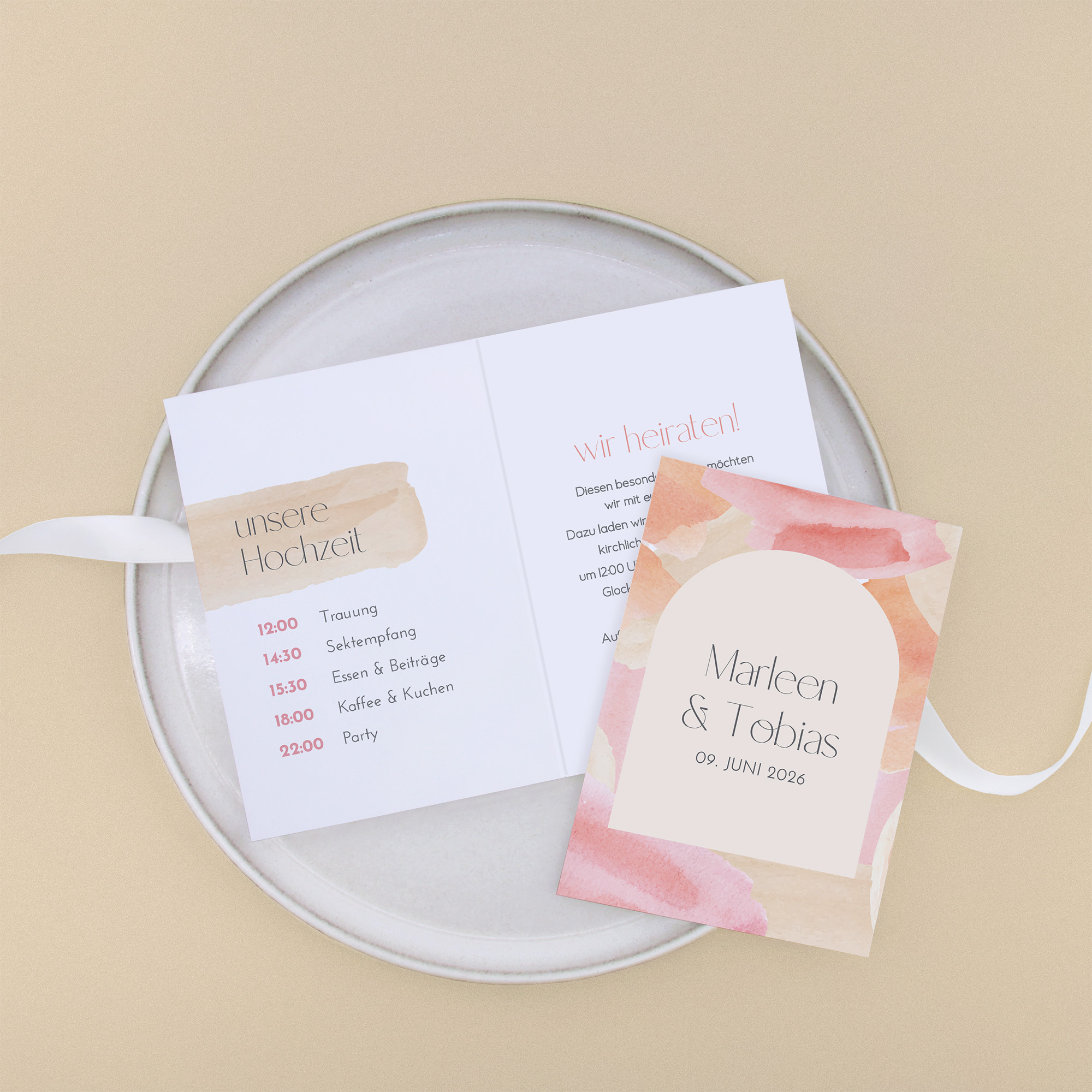 Klappkarte DIN A6 im Hochformat -Aquarell "sunset stroke"