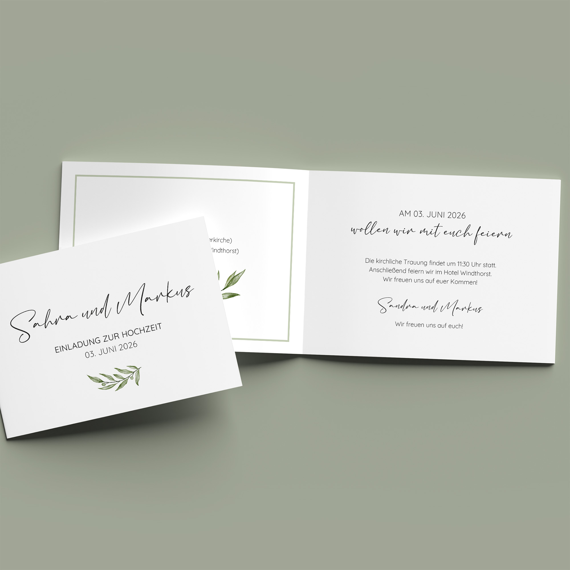 Klappkarte DIN A6 im Querformat - Minimalistisch "Olivetta"