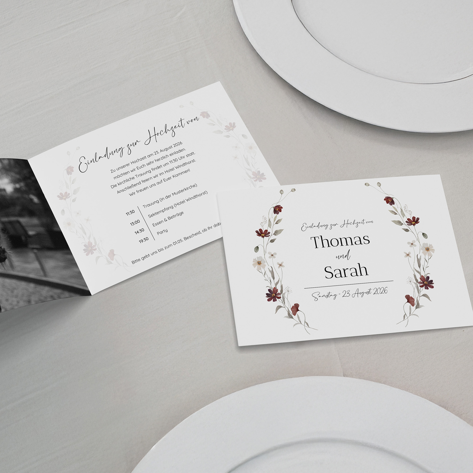 Klappkarte DIN A6 im Querformat - Vintage - "Wildflower Notes"