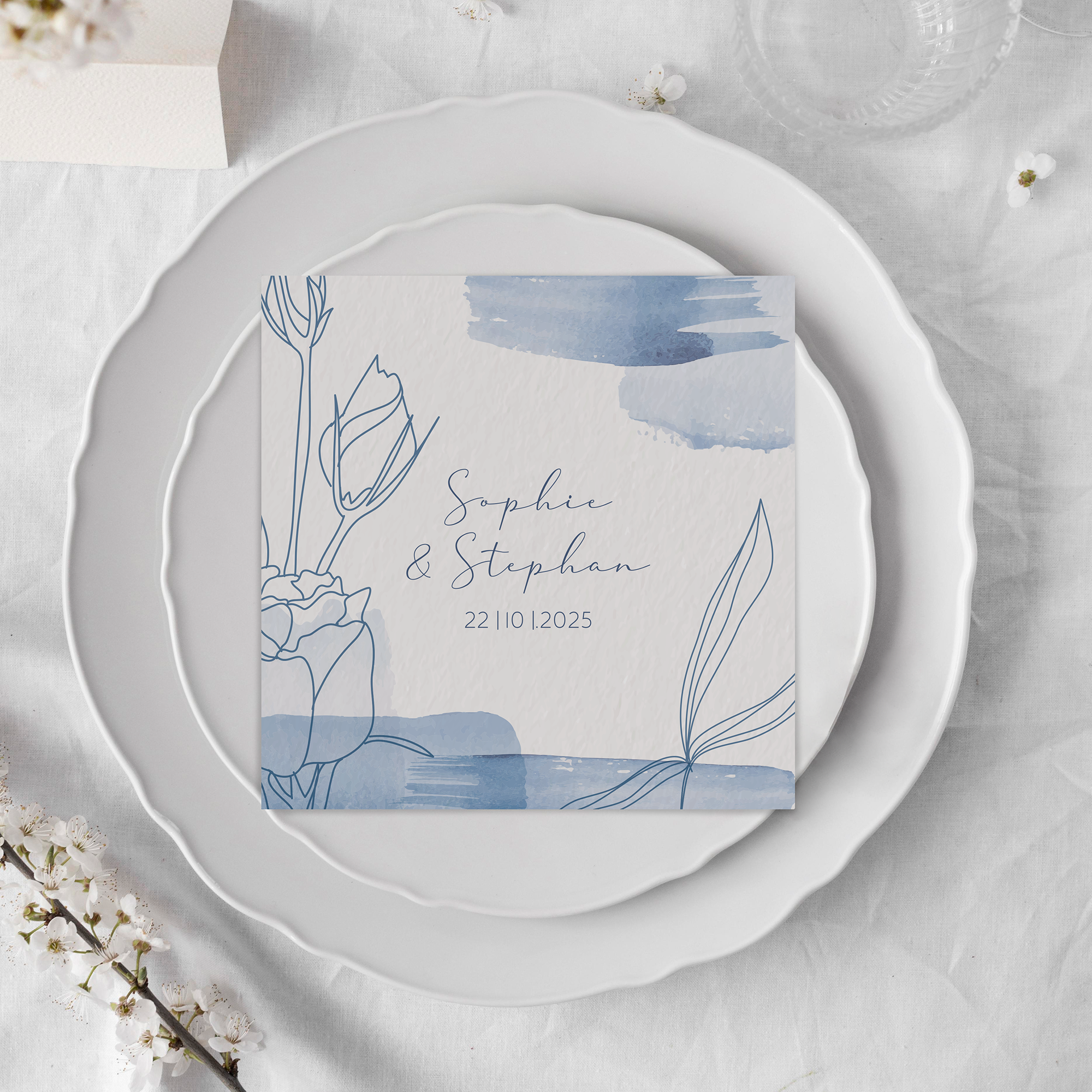 Postkarte Quadrat - Aquarell "midnight petals"