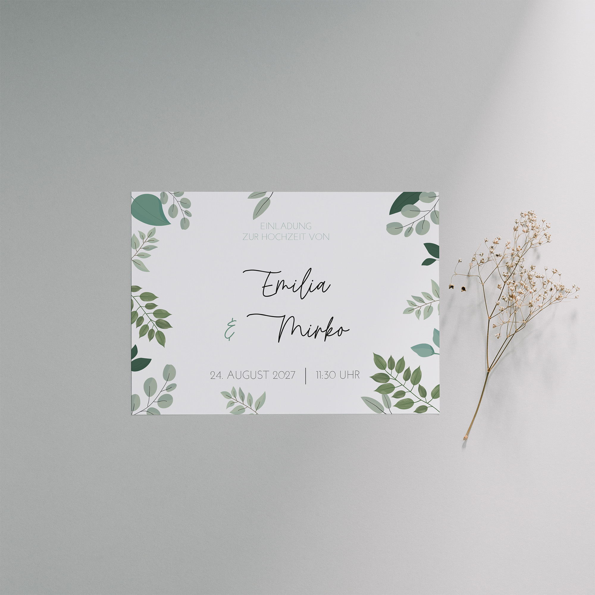 Postkarte DIN A6 im Querformat - Greenery - "Green & Simple"