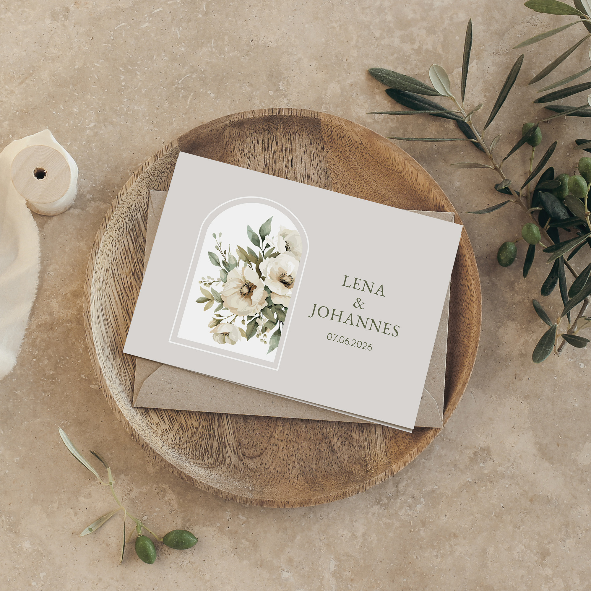 Klappkarte DIN A6 im Querformat - Vintage - "Ivory Garden"