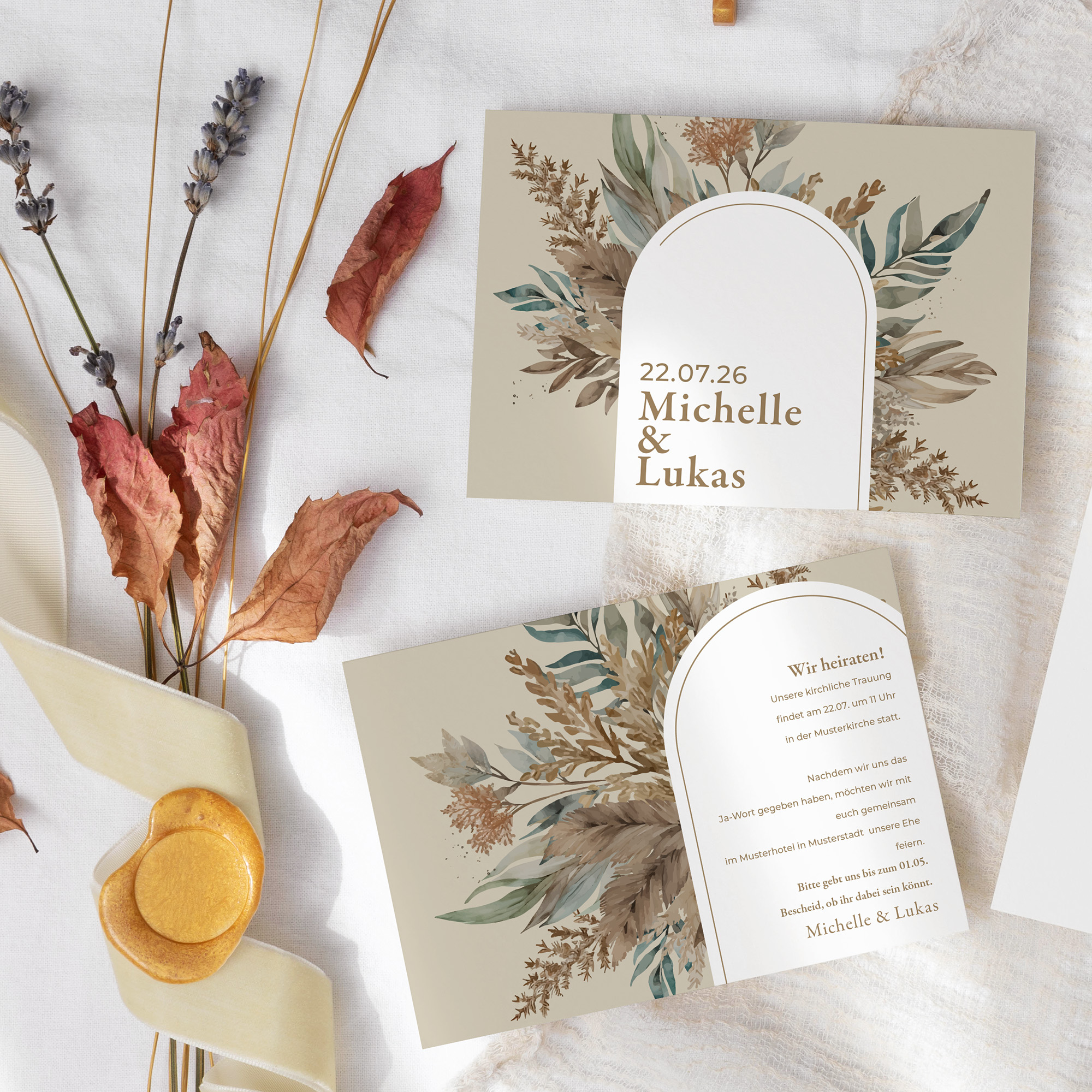 Postkarte DIN A6 im Querformat - Boho "Bare Nature "