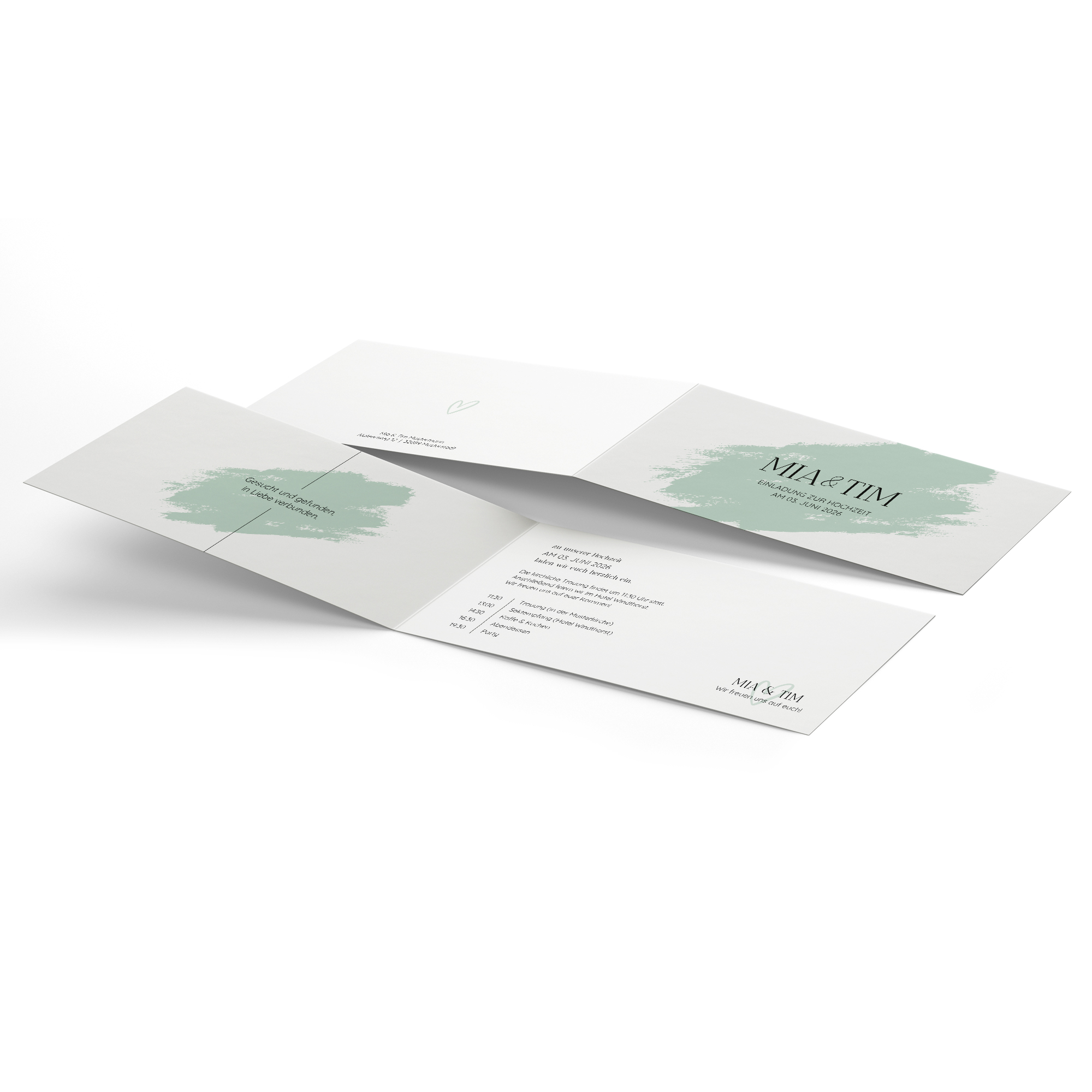 Klappkarte DIN A6 im Querformat - Minimalistisch "Mint Brush"