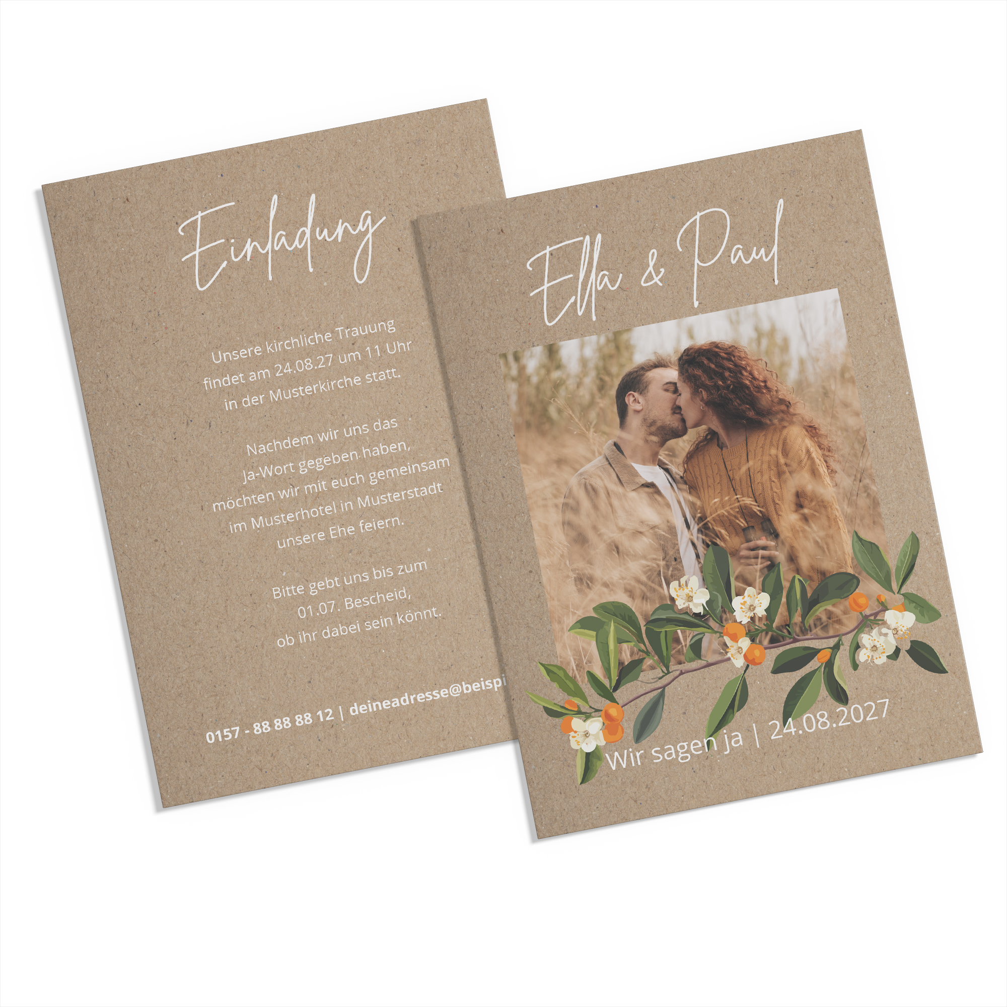 Postkarte DIN A6 im Hochformat - Greenery "orange craft"