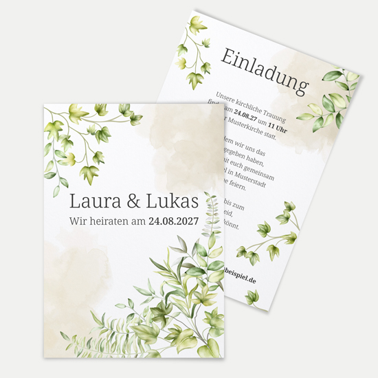 Postkarte DIN A6 im Hochformat - Greenery "leaf light"