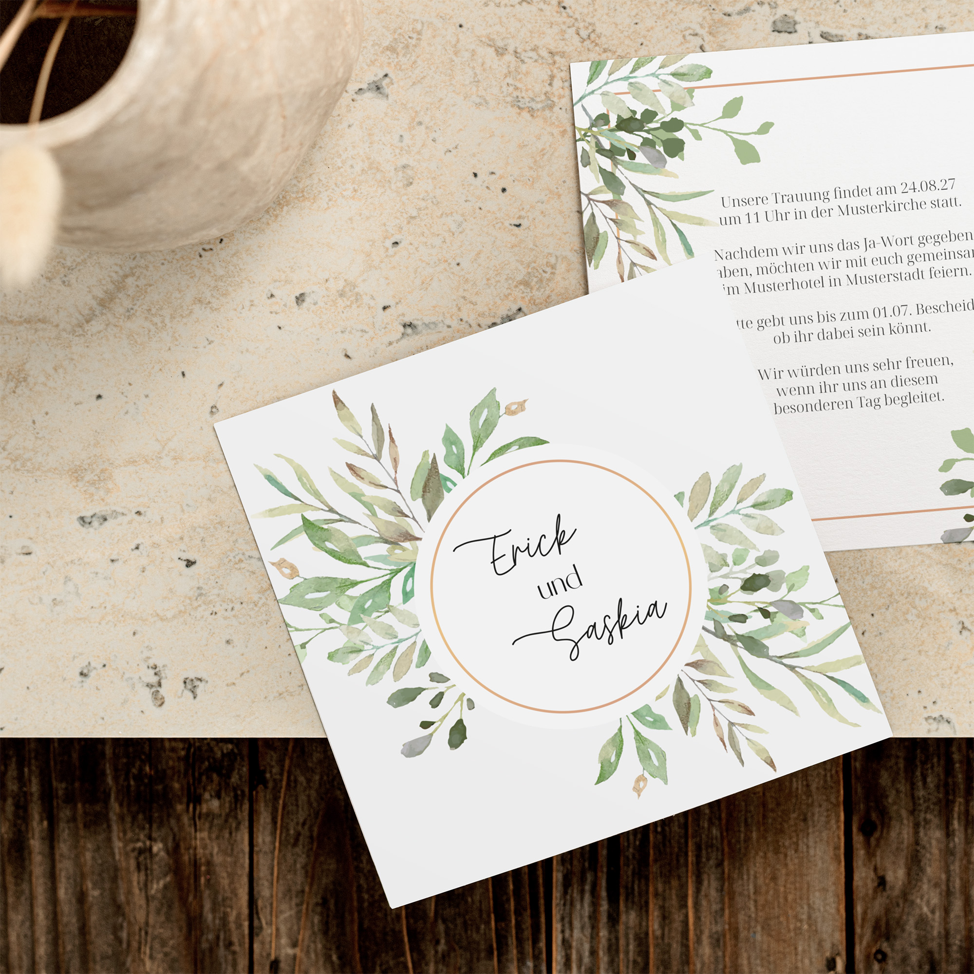 Postkarte Quadrat 148 x 148 mm - Greenery "Calm Grove"