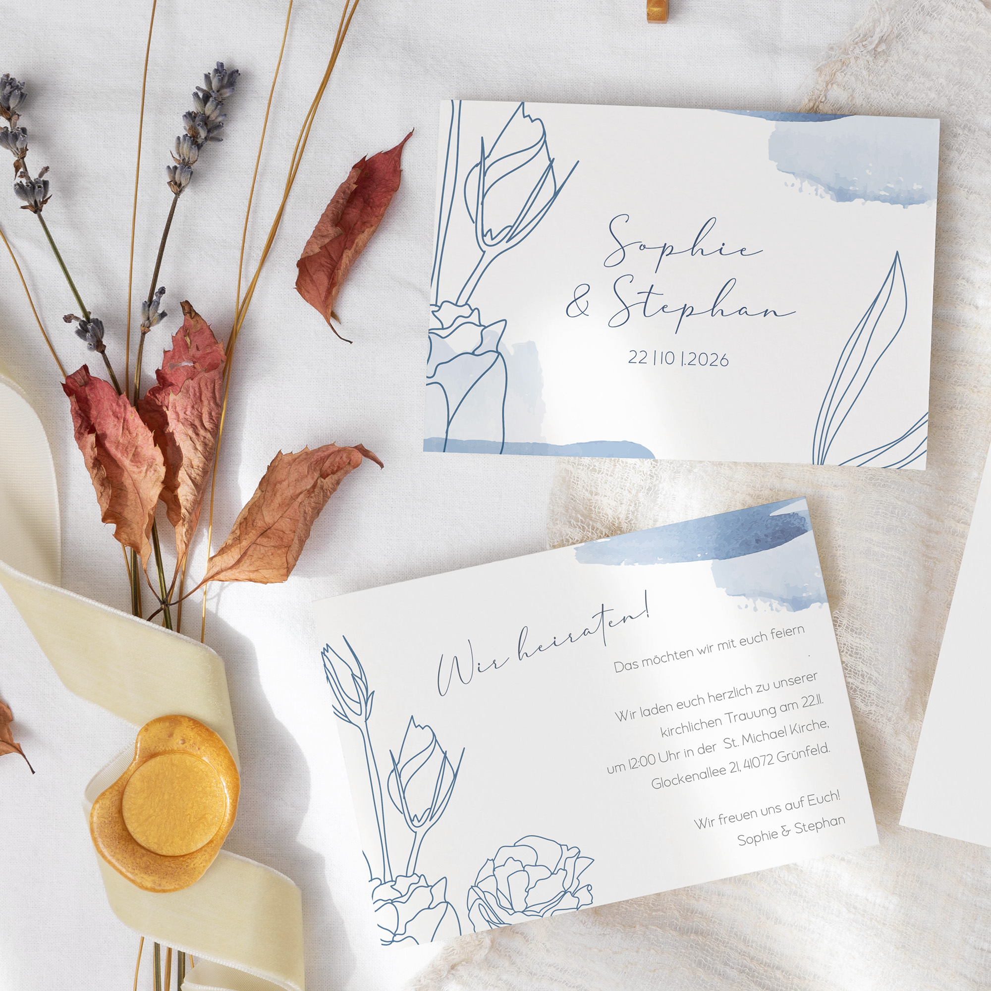 Postkarte DIN A6 im Querformat - Aquarell "midnight petals"