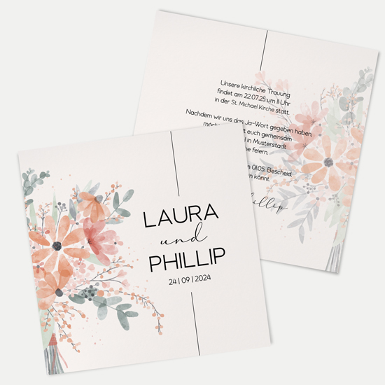 Postkarte Quadrat - Aquarell "terracotta Bloom"