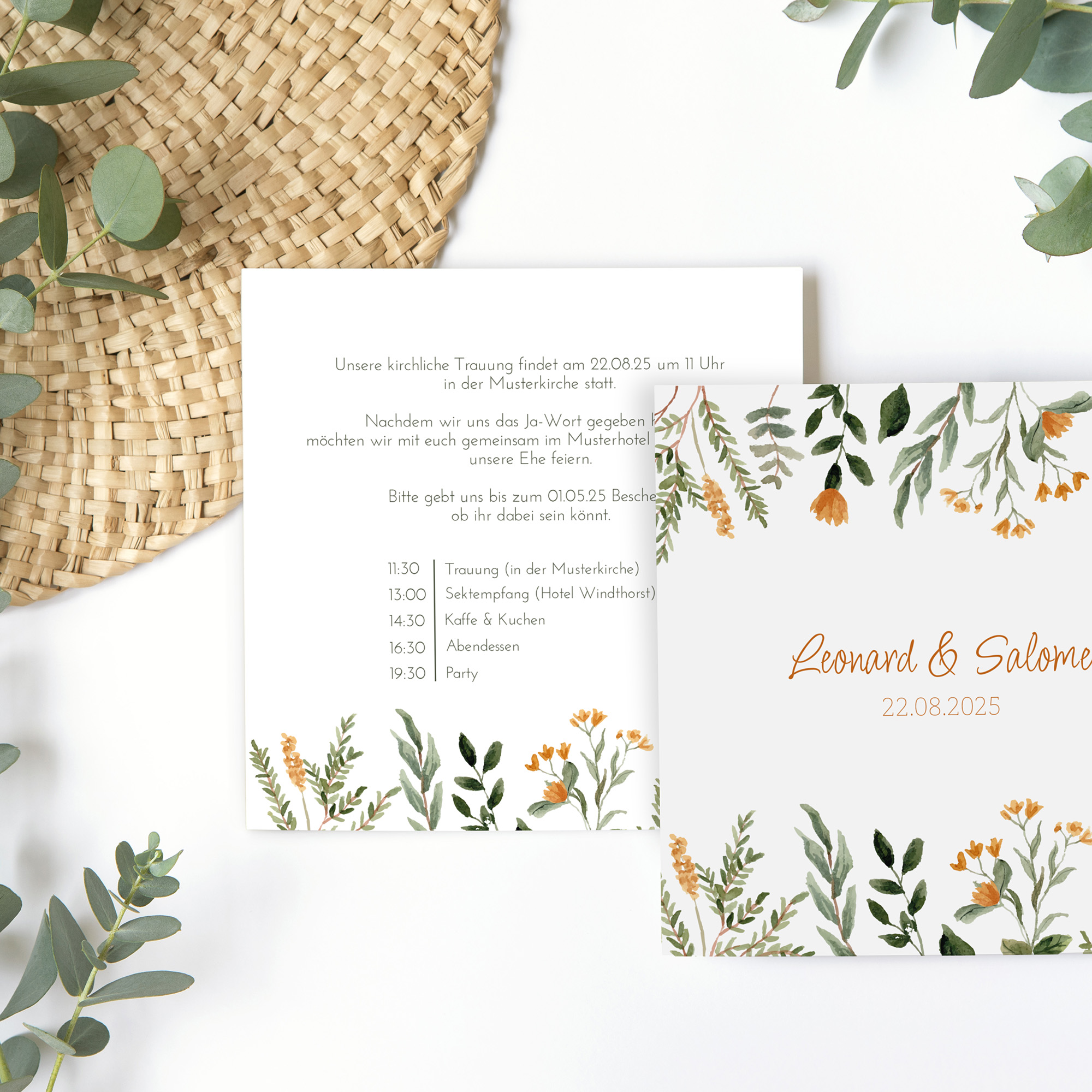 Postkarte Quadrat 148 x 148 mm - Floral "Warm Botanicals"