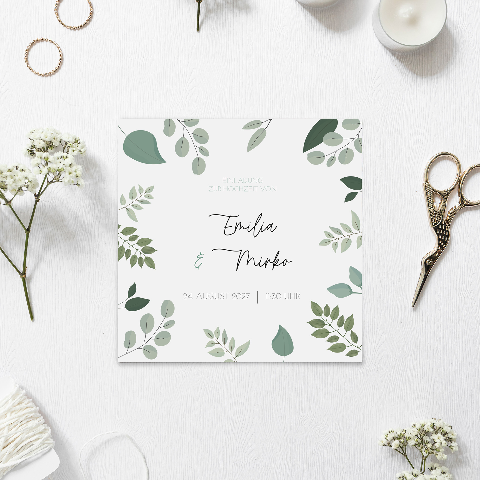 Postkarte Quadrat 148 x 148 mm - Greenery "Green & Simple"