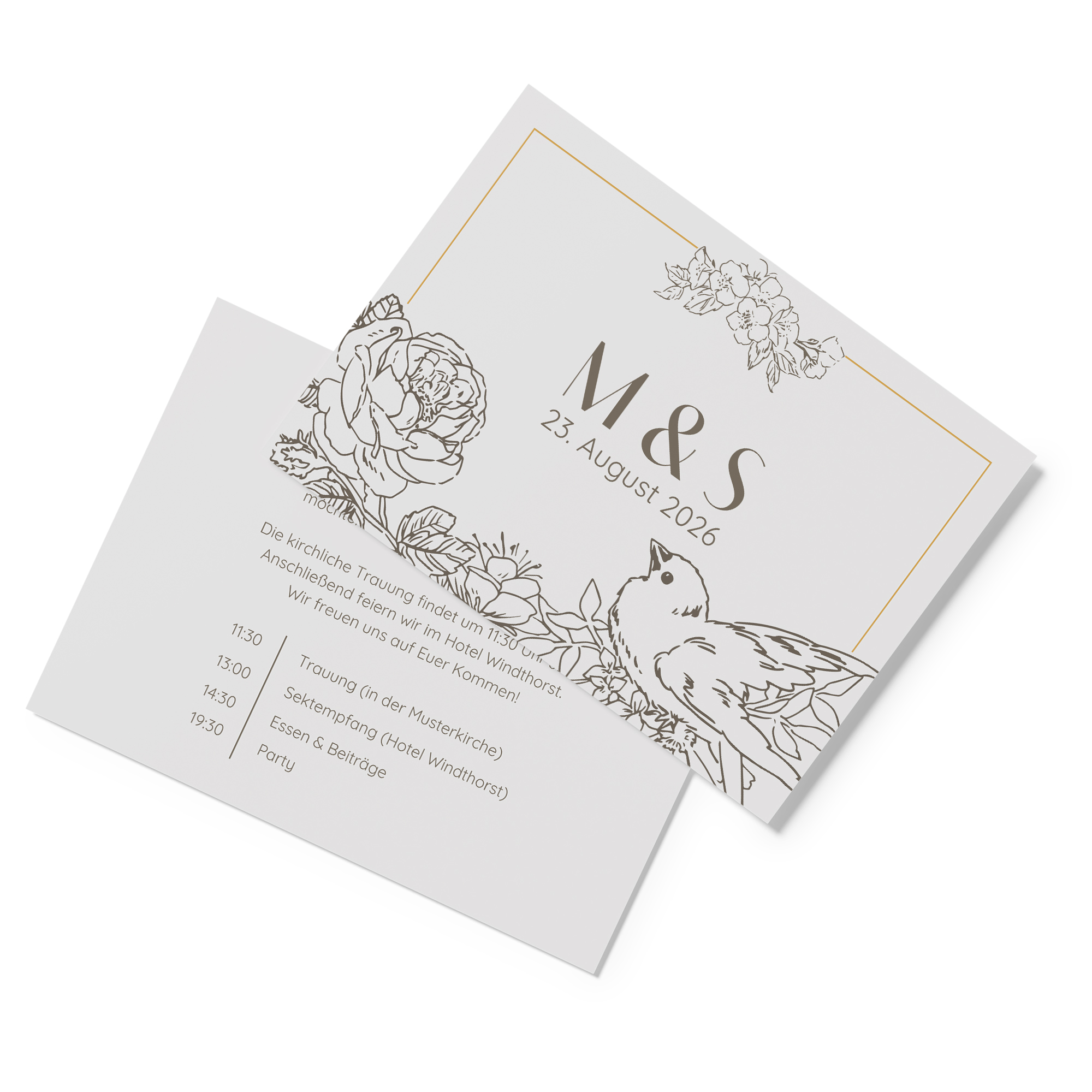 Postkarte DIN A6 im Querformat - Vintage "Petal Bird"