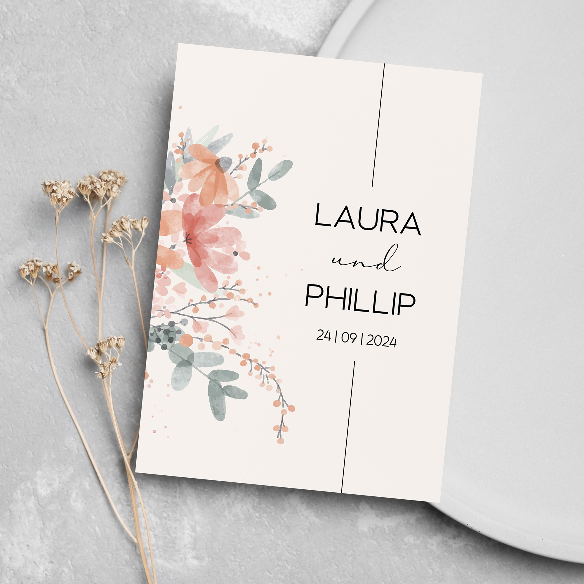 Postkarte DIN A6 im Hochformat - Aquarell "terracotta Bloom"