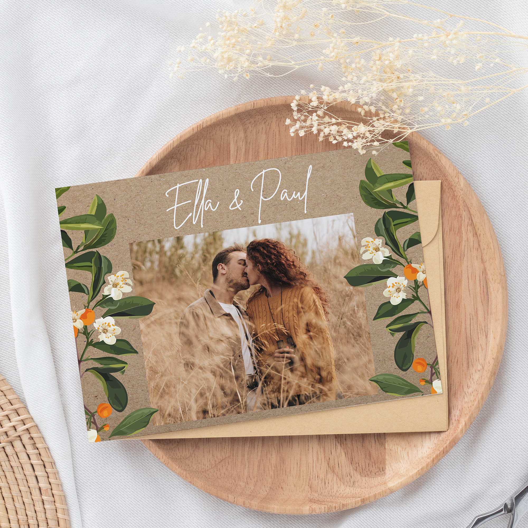 Postkarte DIN A6 im Querformat - Greenery - "orange craft"