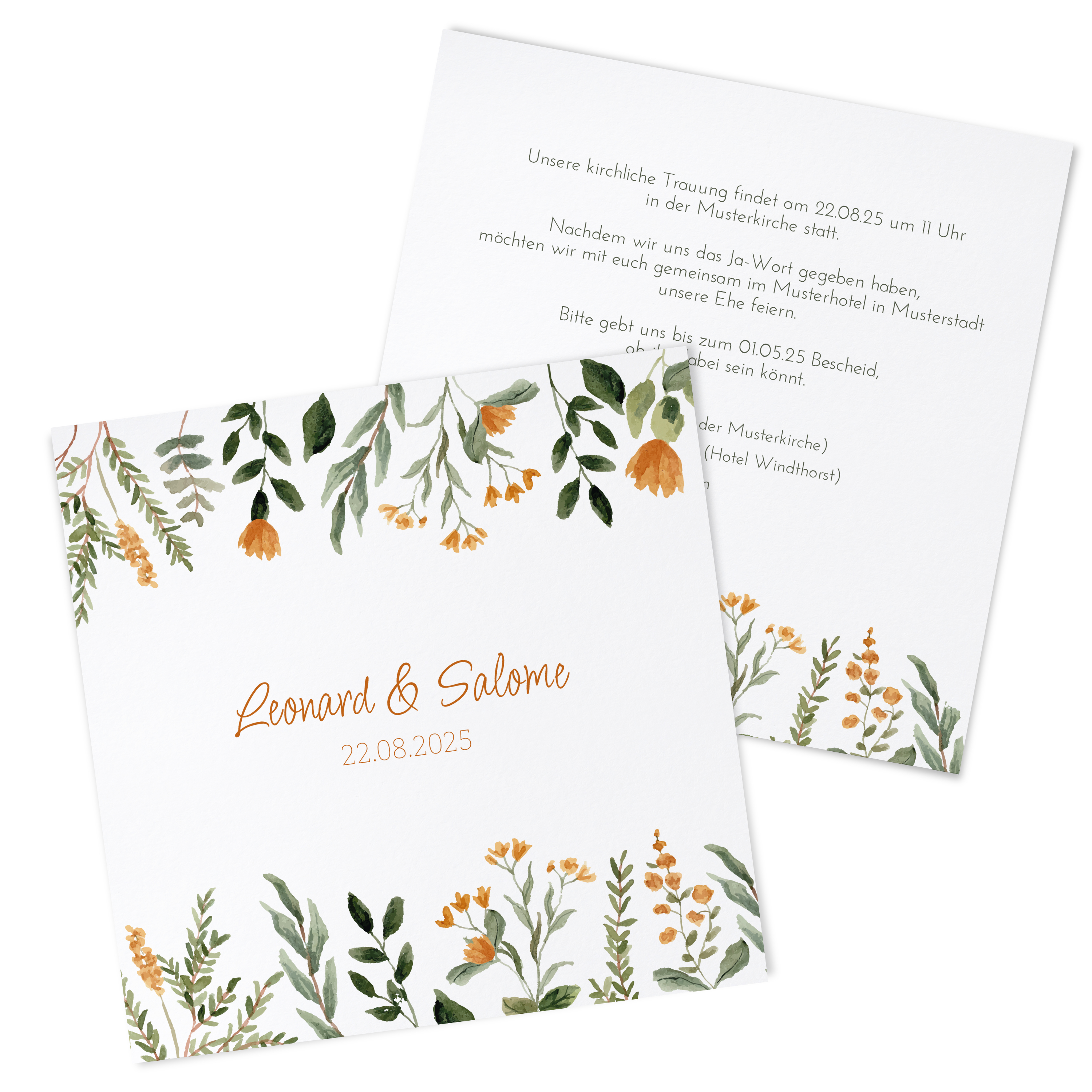 Postkarte Quadrat 148 x 148 mm - Floral "Warm Botanicals"