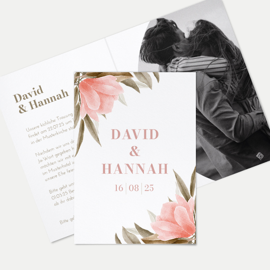 Klappkarte DIN A6 im Hochformat - Floral "Rose Leaf"