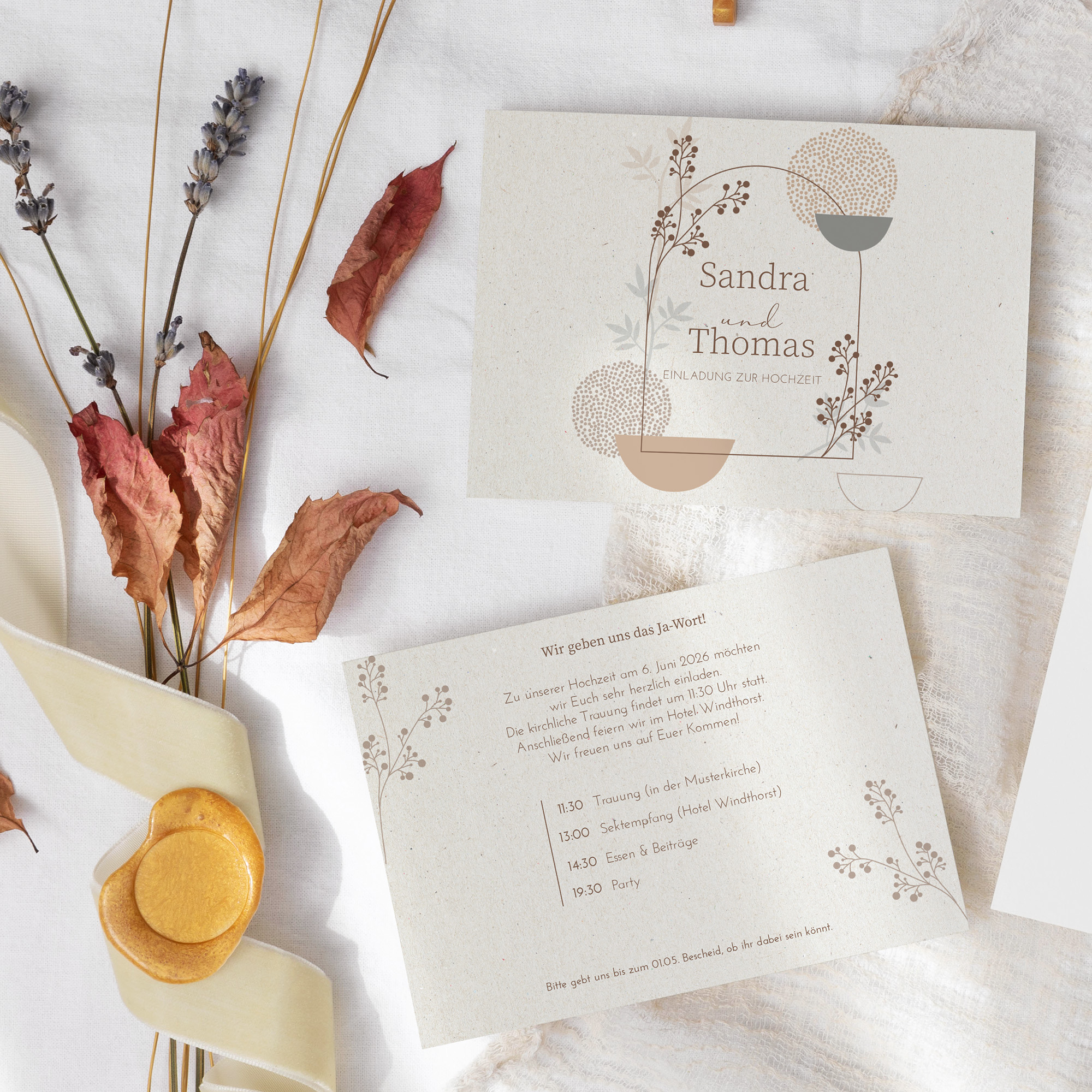 Postkarte DIN A6 im Querformat - Boho "Stone Bloom"