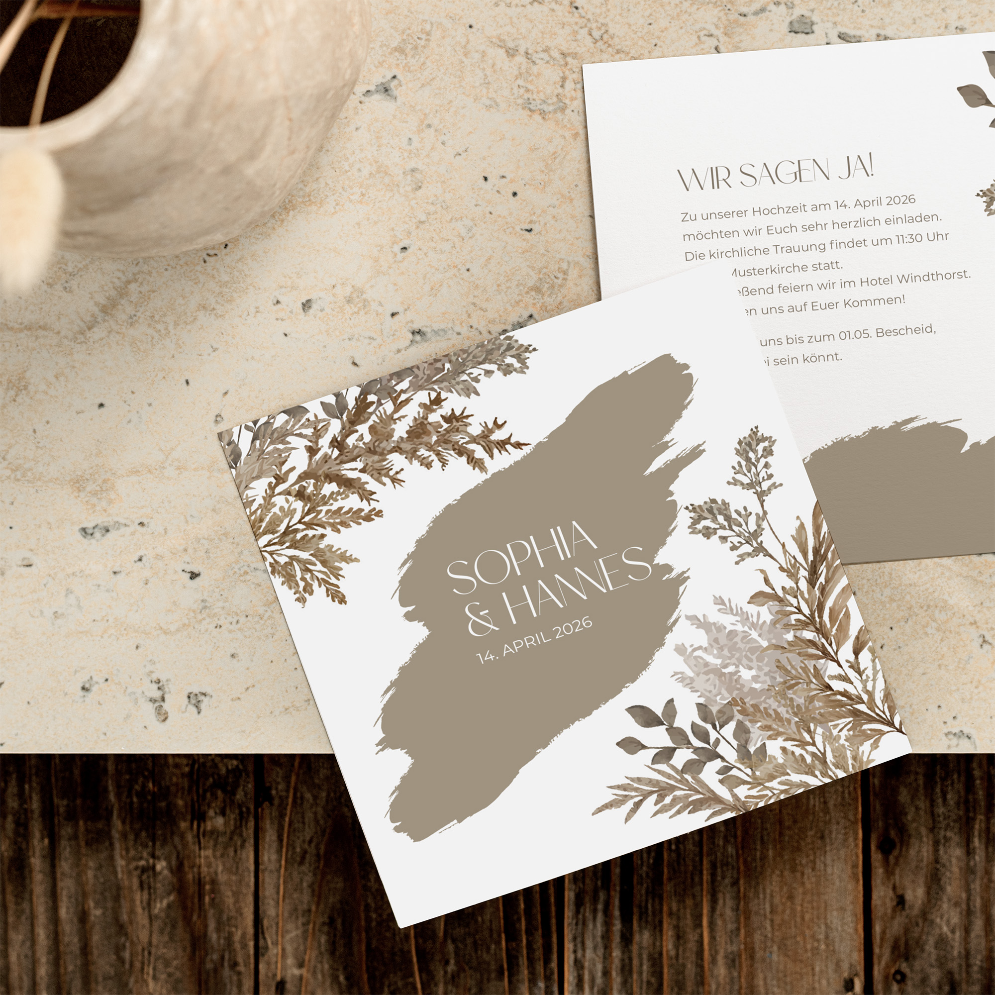 Postkarte Quadrat 148 x 148 mm - Boho "Earthstroke"