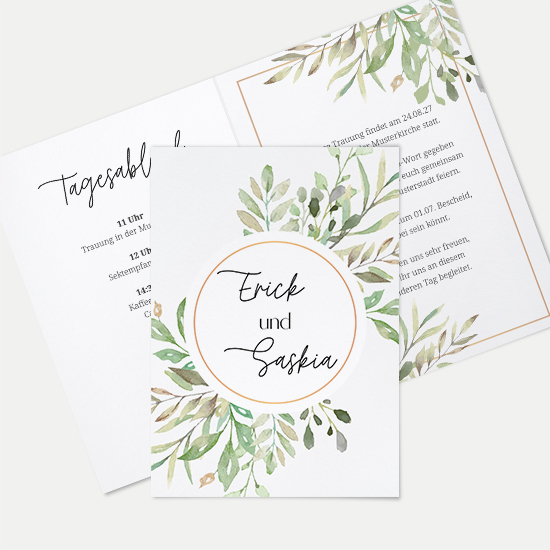 Klappkarte DIN A6 im Hochformat-Greenery "Calm Grove"