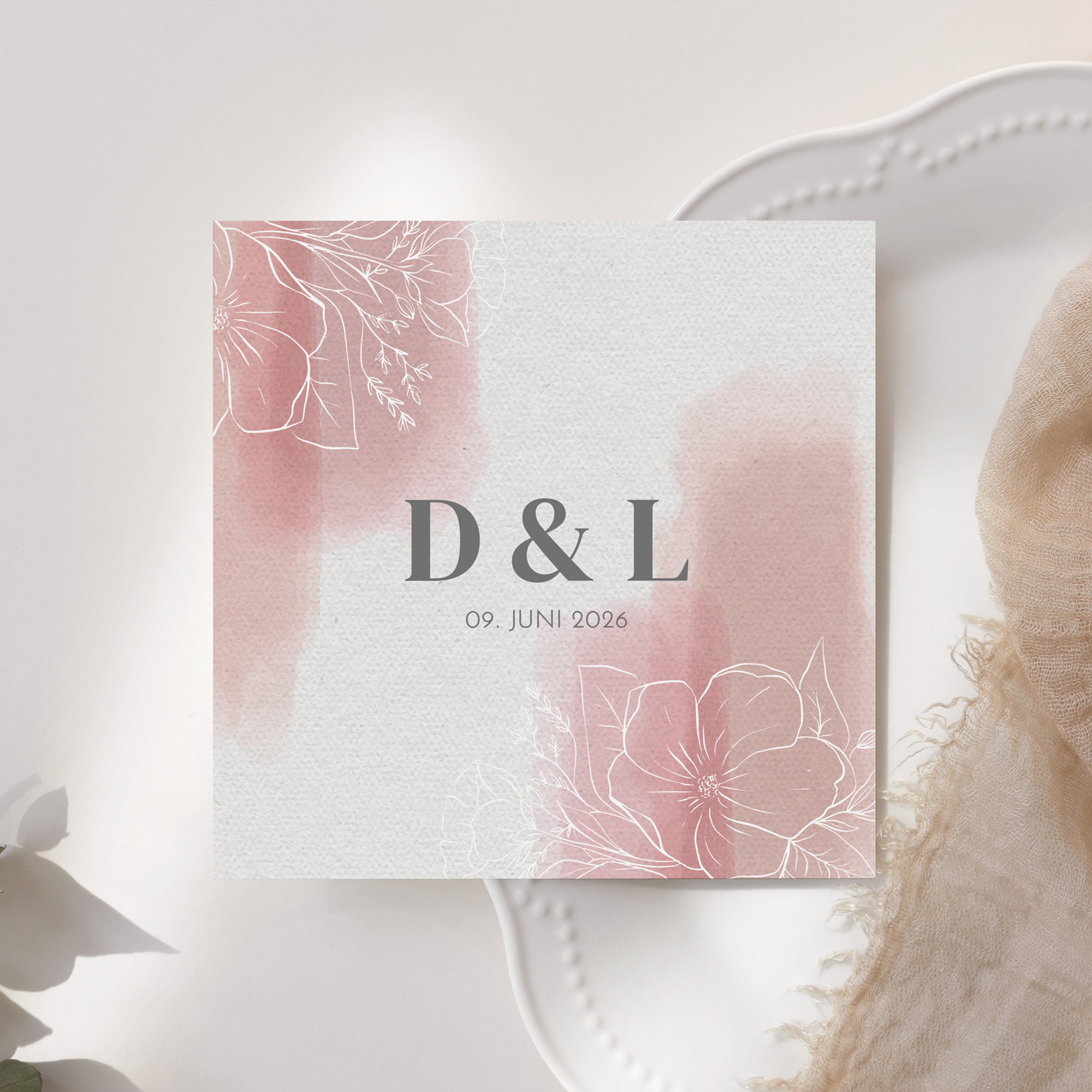 Postkarte Quadrat - Aquarell "dusty Bloom"