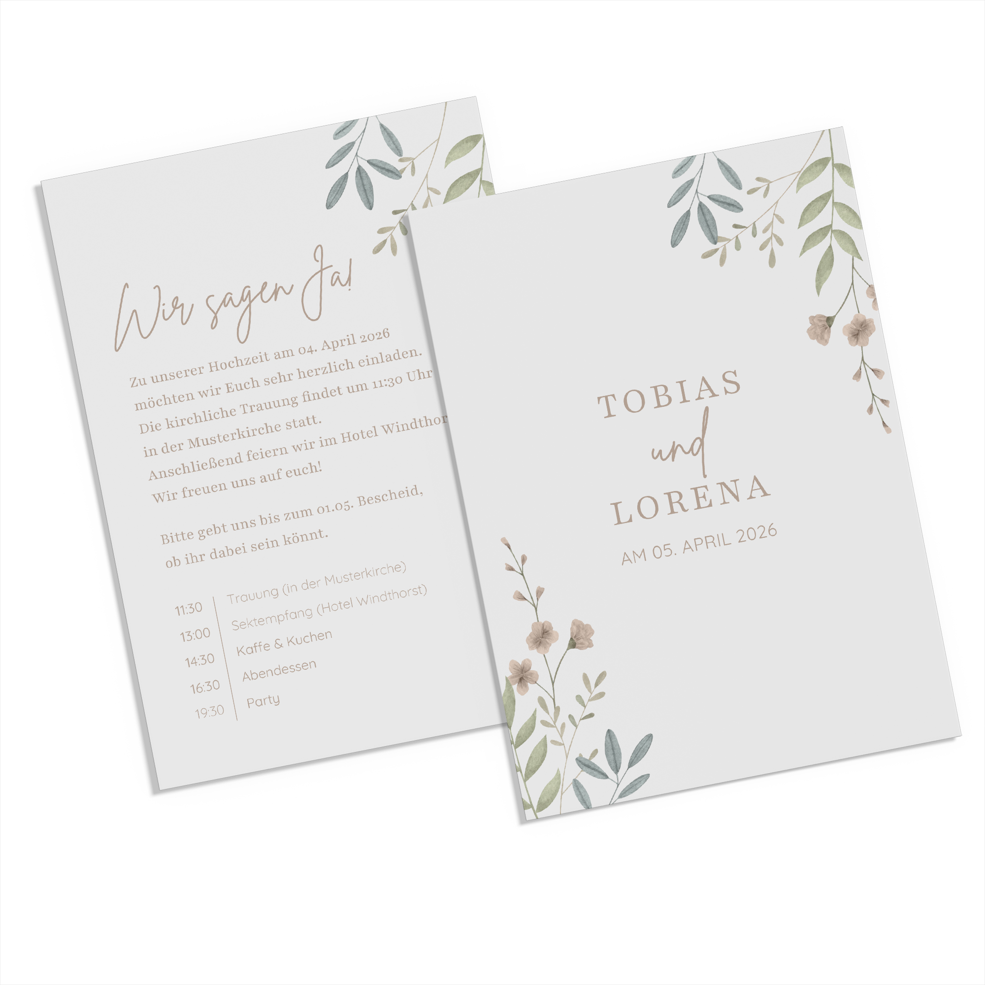 Postkarte DIN A6 im Hochformat - Boho "Soft Leaves"