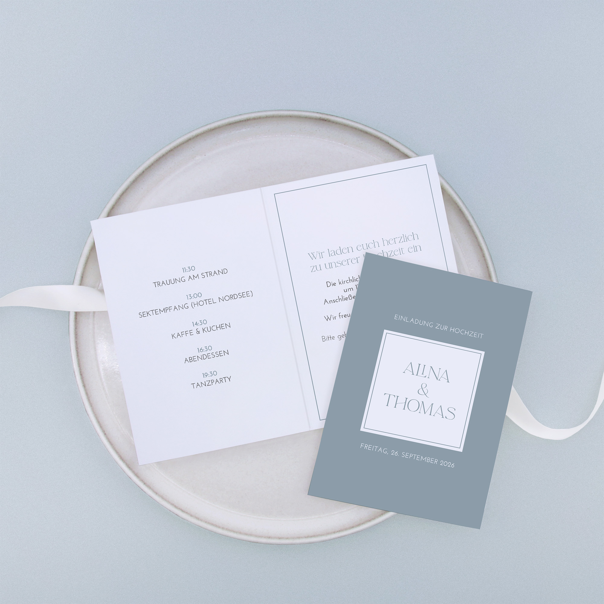 Klappkarte DIN A6 im Hochformat - Minimalistisch "Nordic Shore"