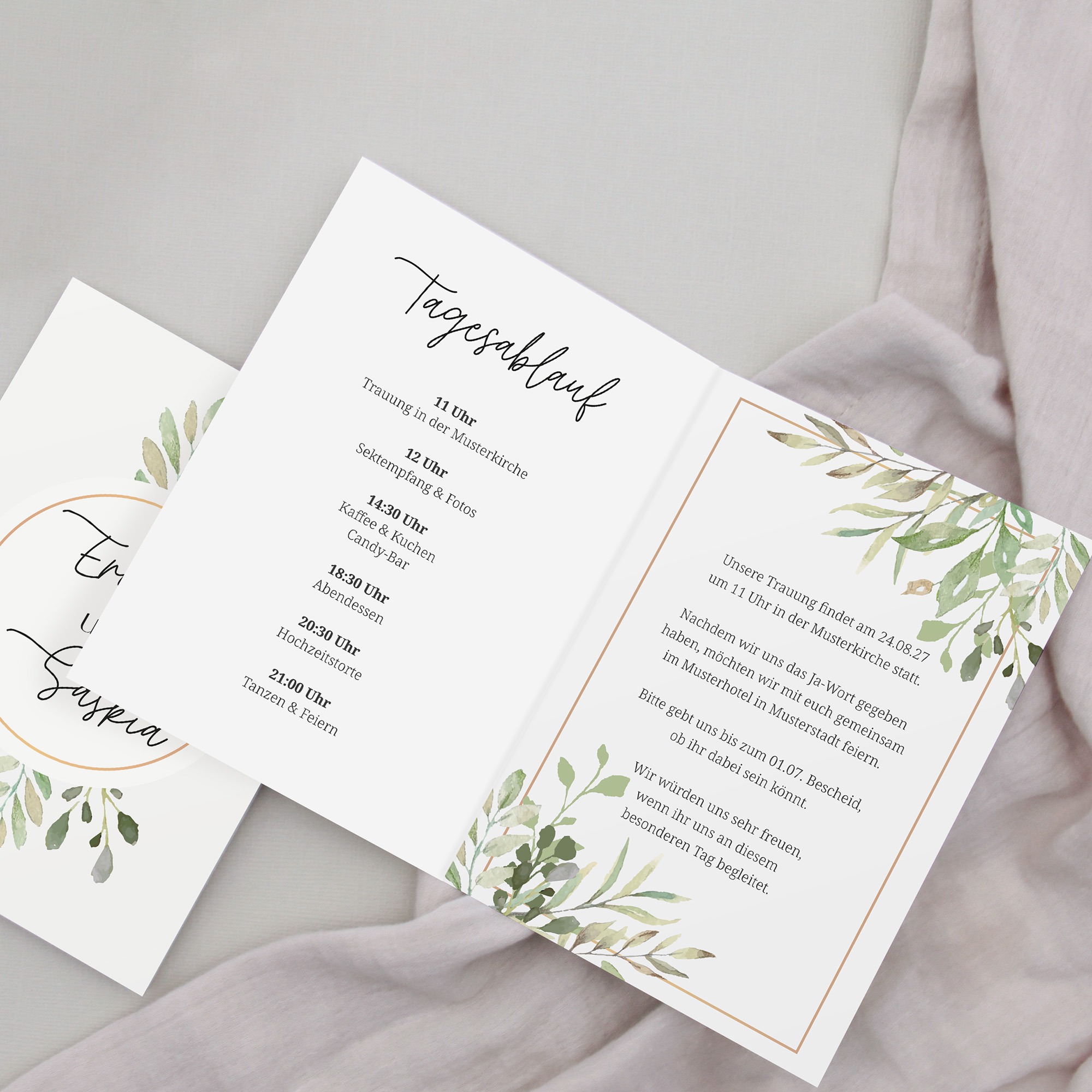 Klappkarte DIN A6 im Hochformat-Greenery "Calm Grove"