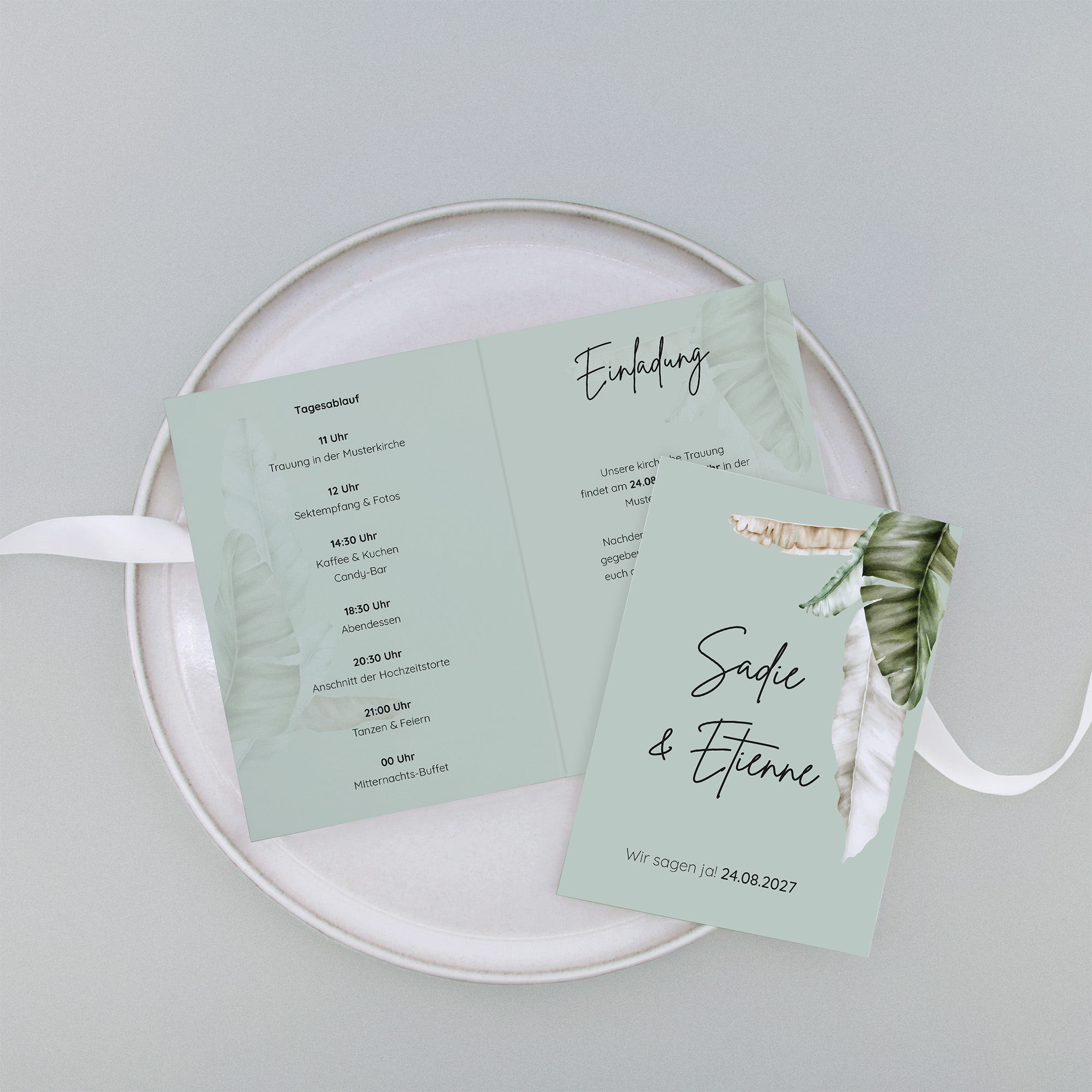 Klappkarte DIN A6 im Hochformat -Greenery "Manila 02"