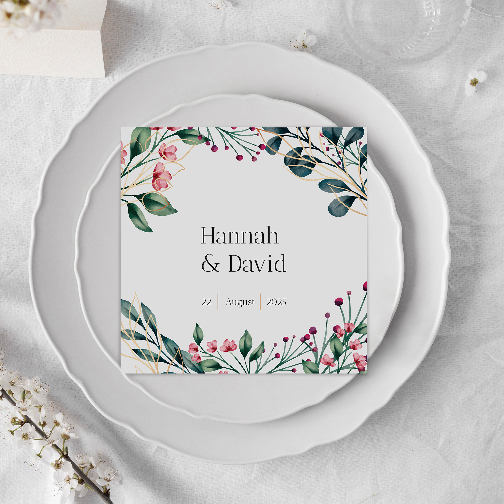 Postkarte Quadrat 148 x 148 mm - Floral "Ivory Garden"