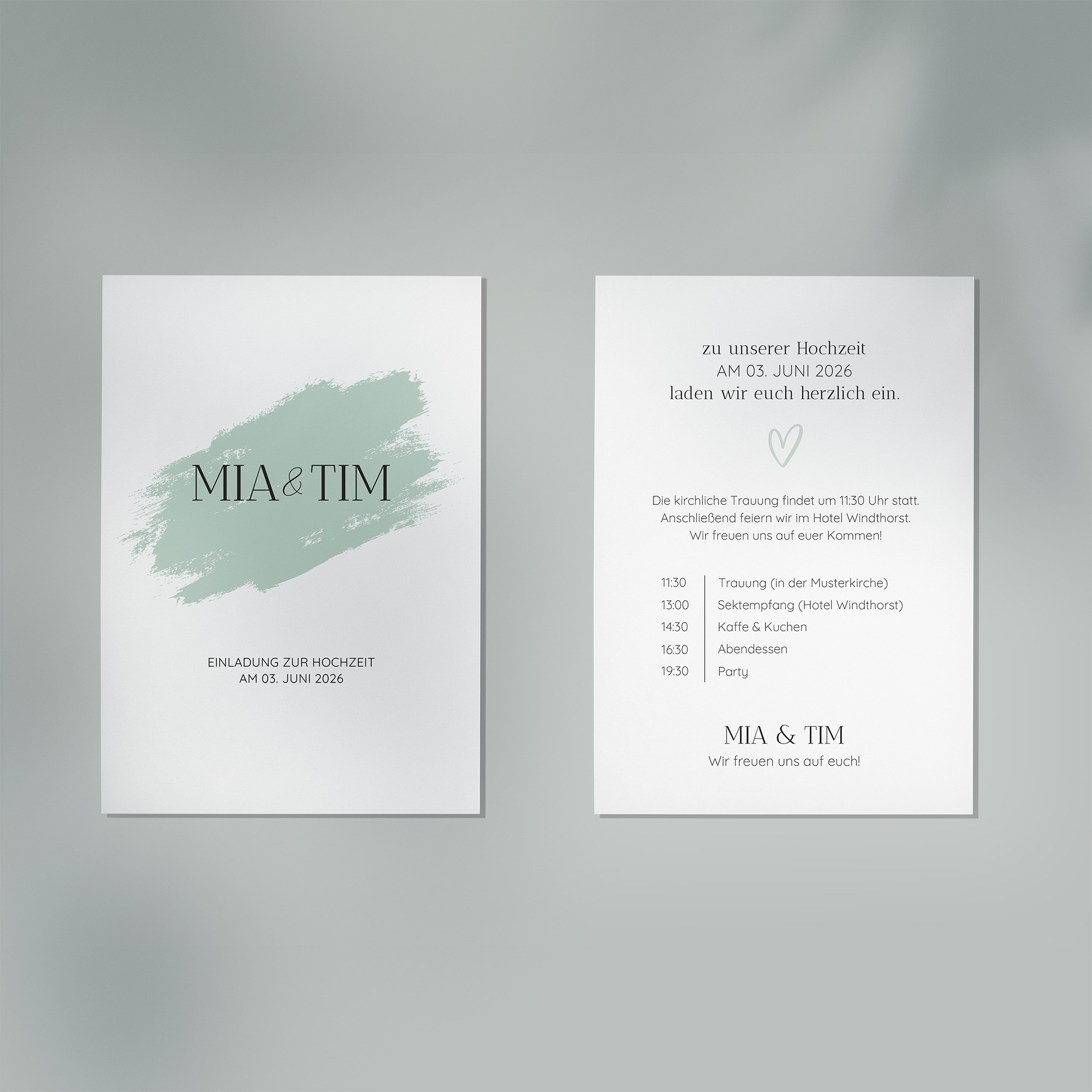 Postkarte DIN A6 im Hochformat - Minimalistisch "Mint Brush"