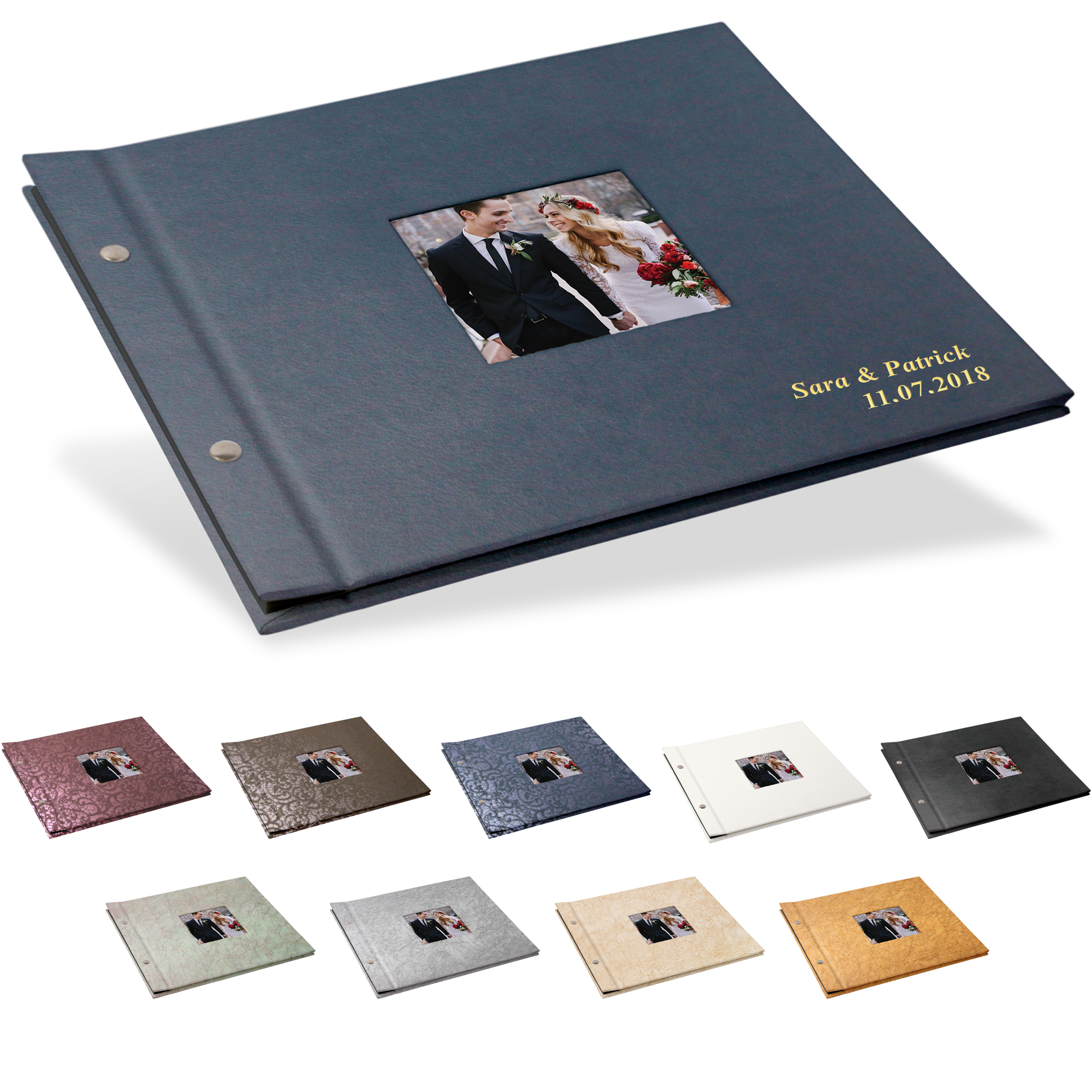 Portraitalbum Trend-Line, Format 28 x 25 cm, mit Bildausschnitt, Schwarz