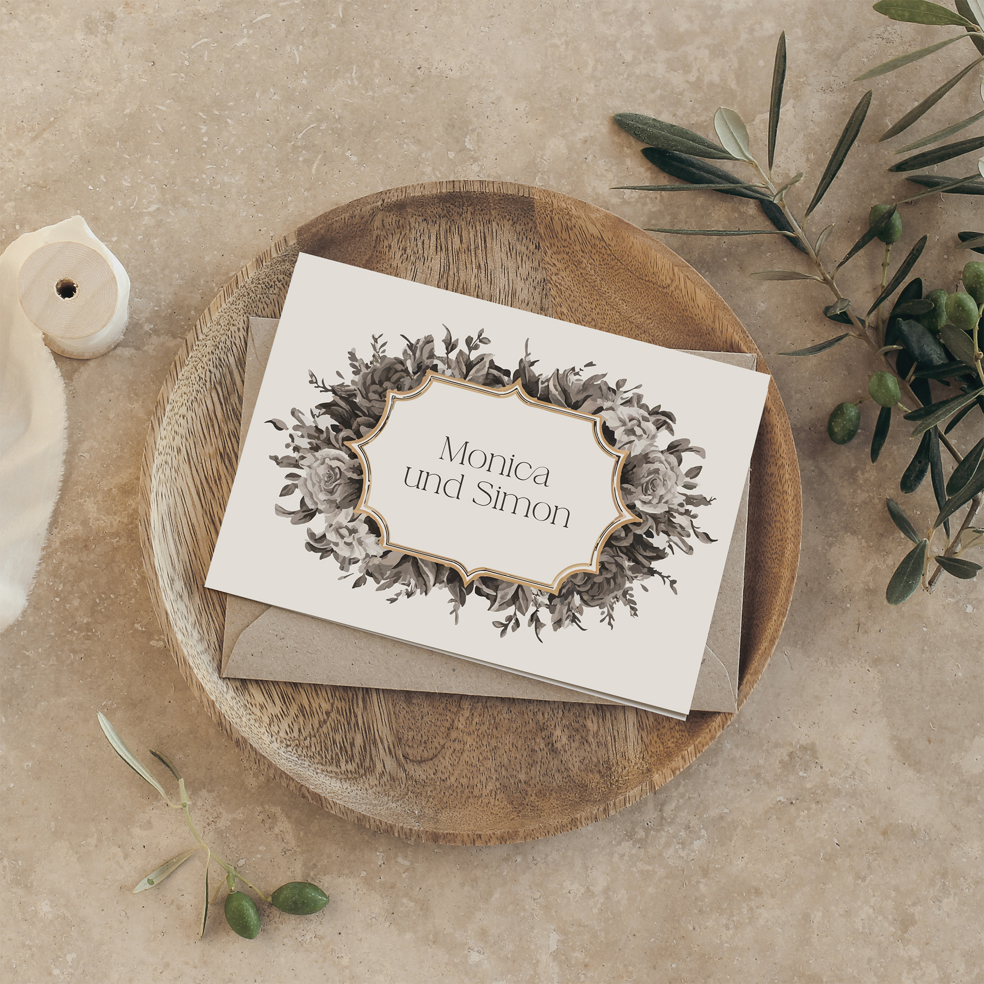 Klappkarte DIN A6 im Querformat - Vintage - "Baroque Frame"