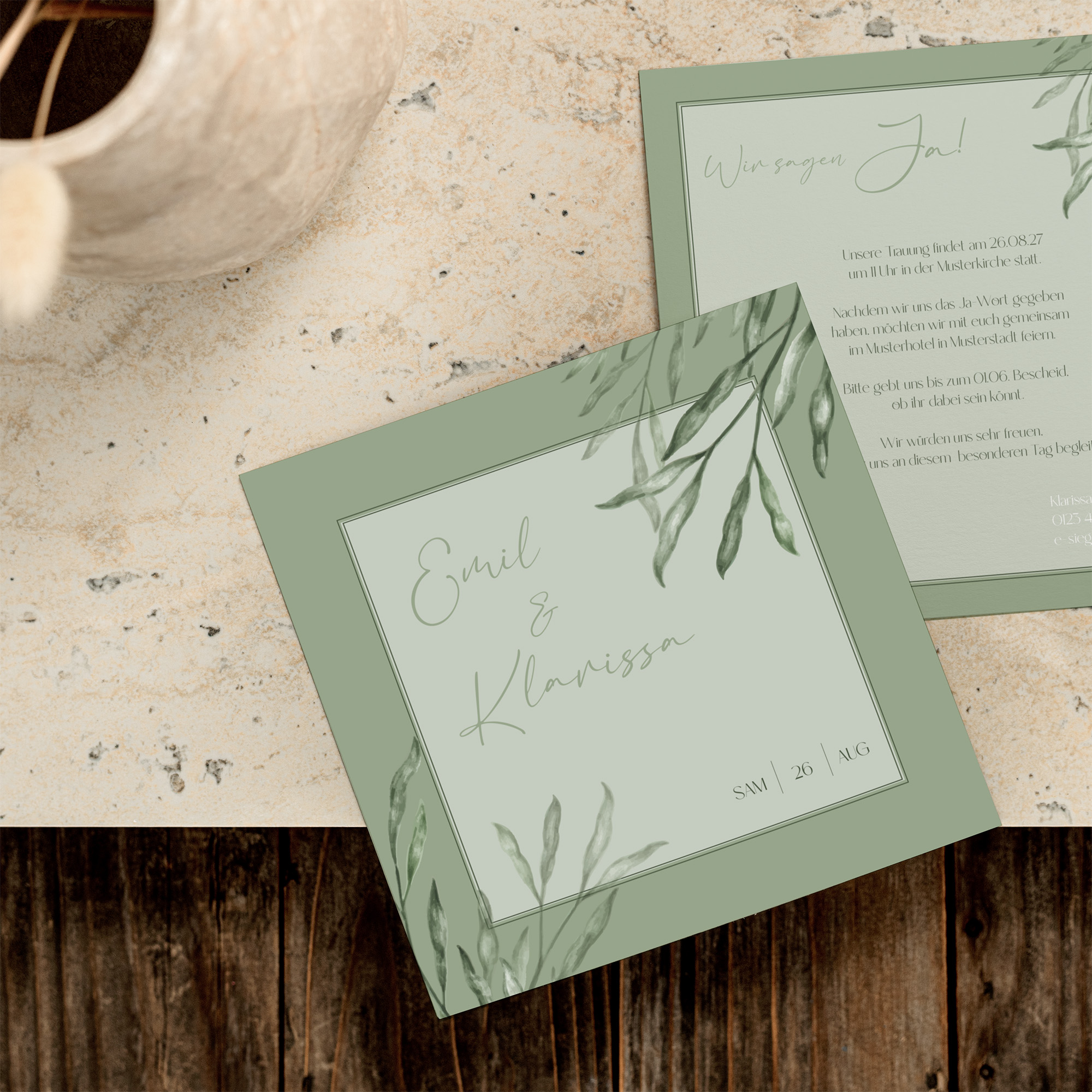 Postkarte Quadrat 148 x 148 mm - Greenery "Natural Frame"