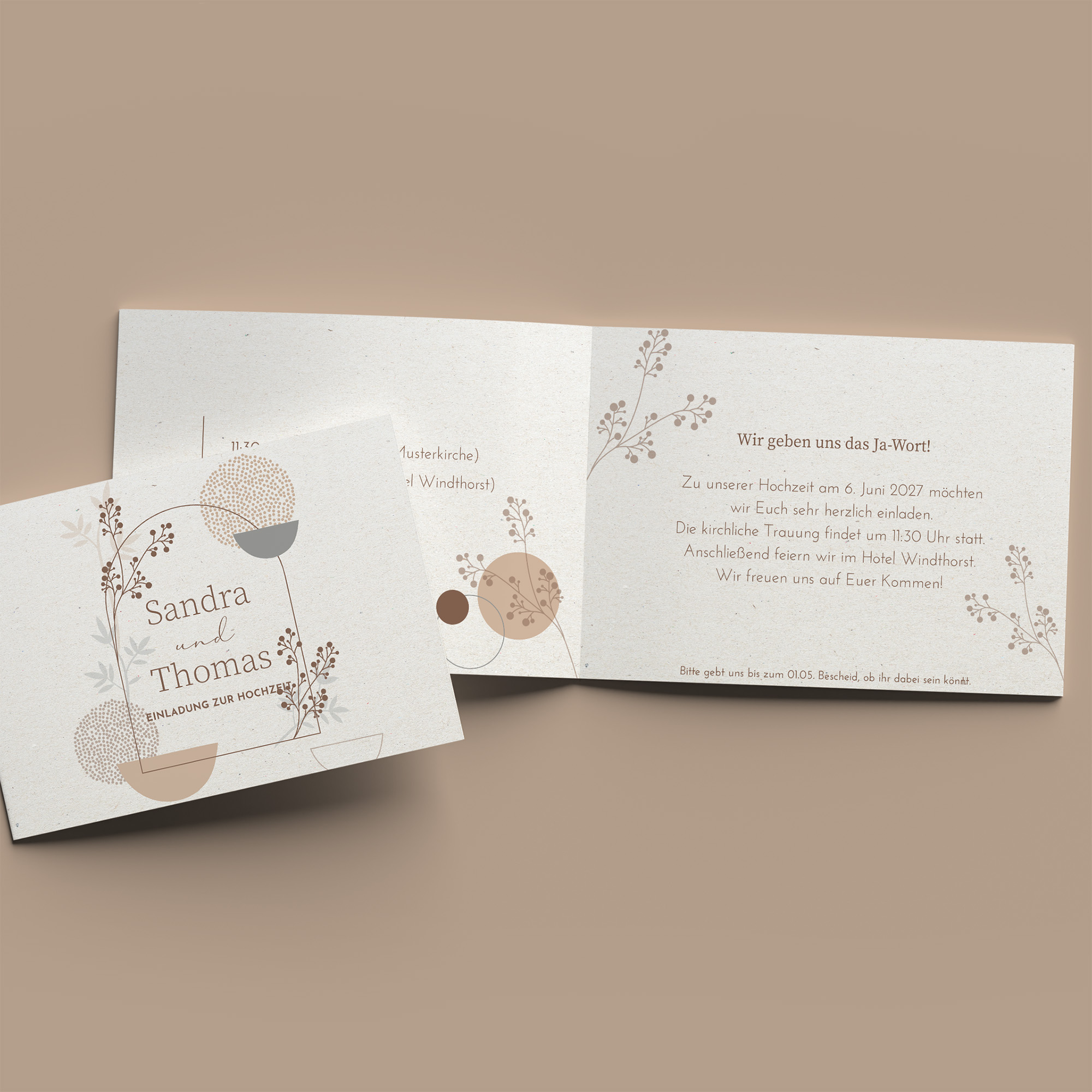 Klappkarte DIN A6 im Querformat - Boho "Stone Bloom"