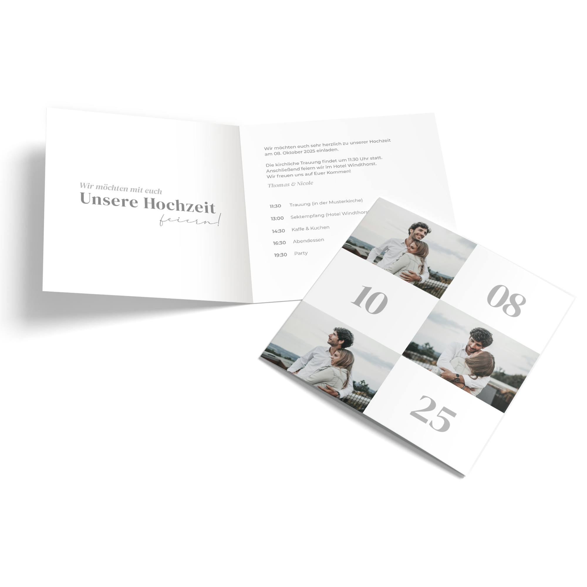 Klappkarte Quadratisch 148 x 148 mm - Minimalistisch "Oslo"