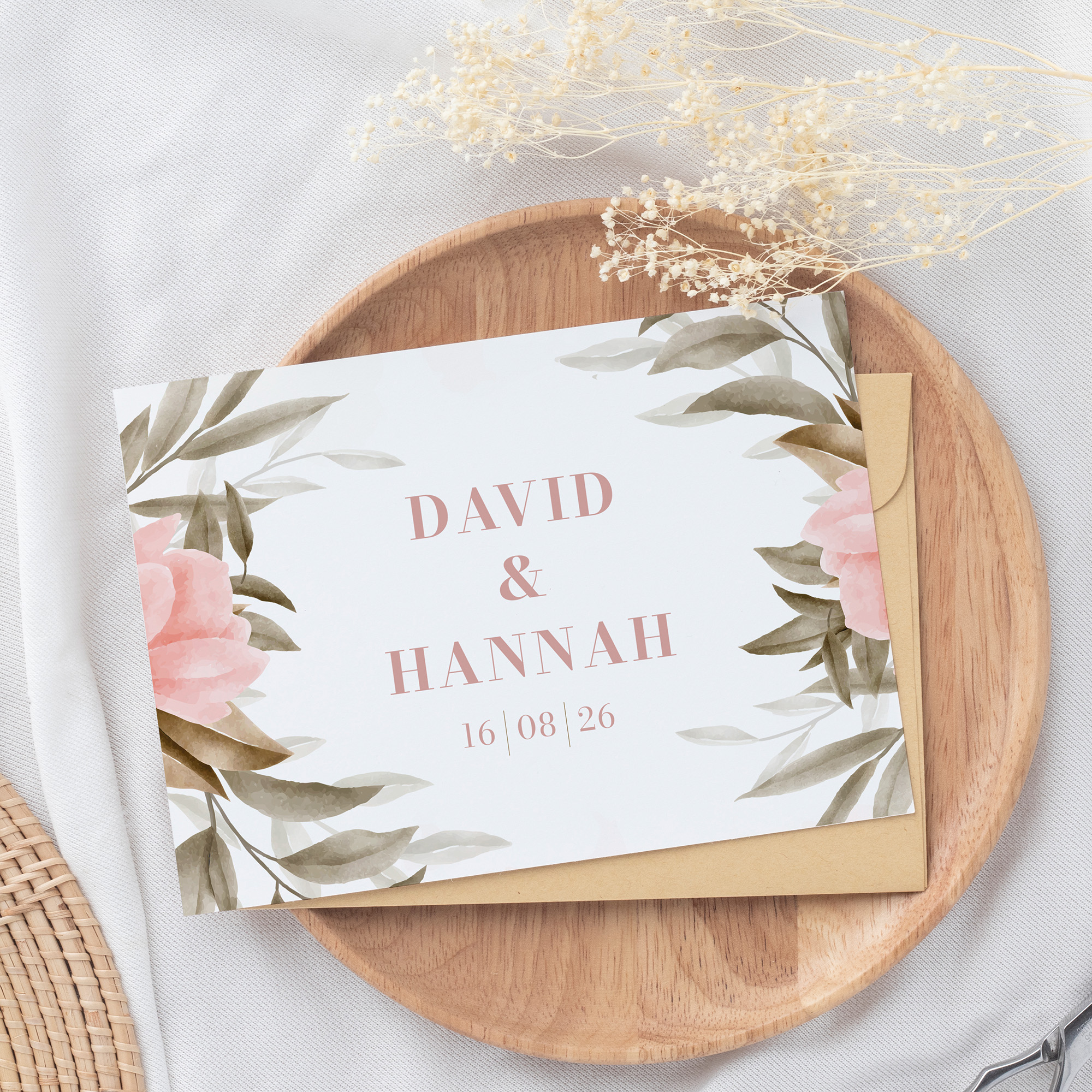 Postkarte DIN A6 im Querformat - Floral "Rose Leaf"