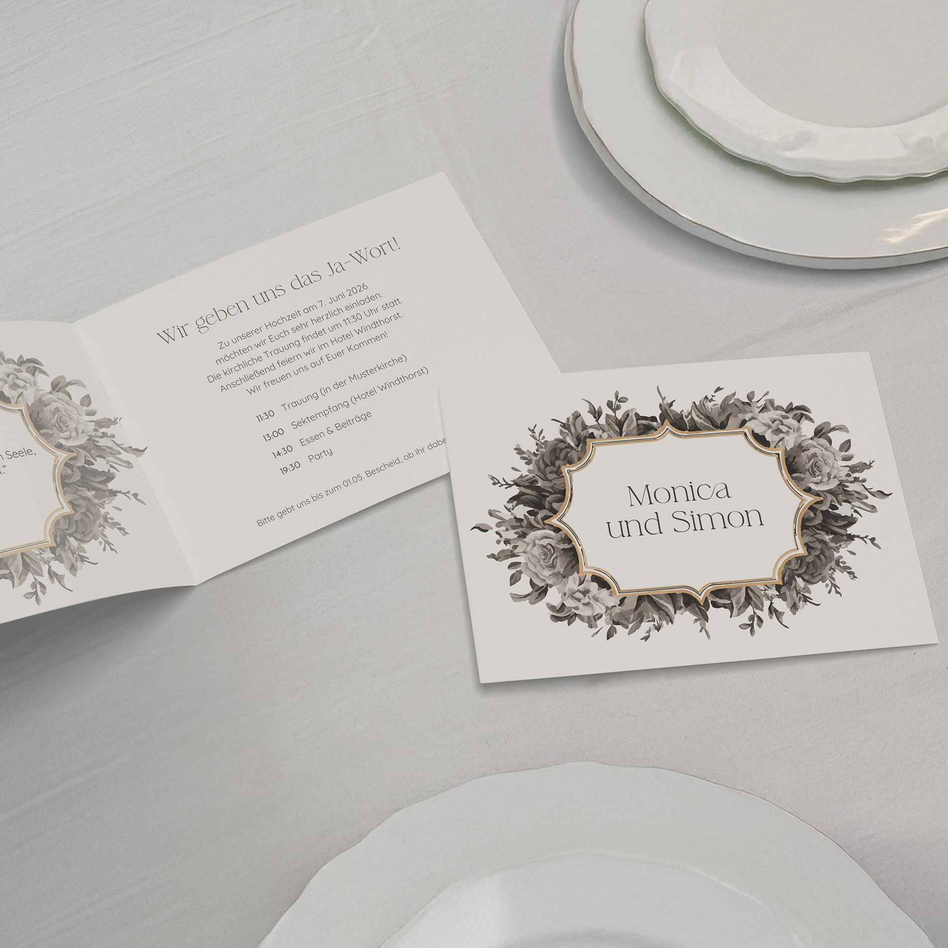 Klappkarte DIN A6 im Querformat - Vintage - "Baroque Frame"